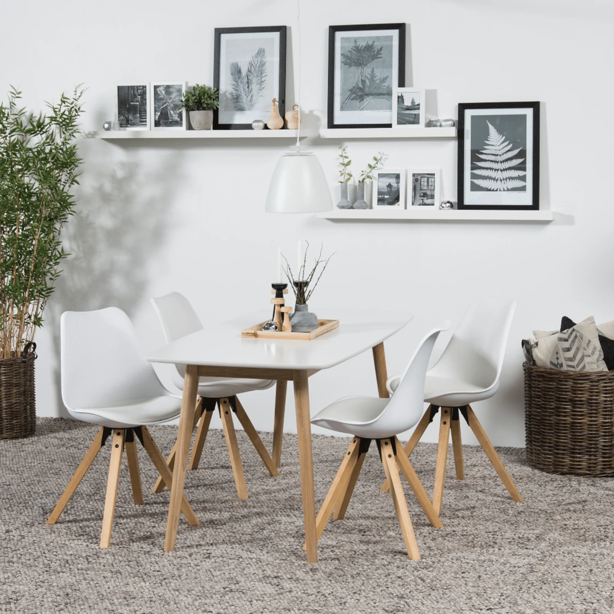 Hjem Design Yuno 4-Seater Dining Table, White