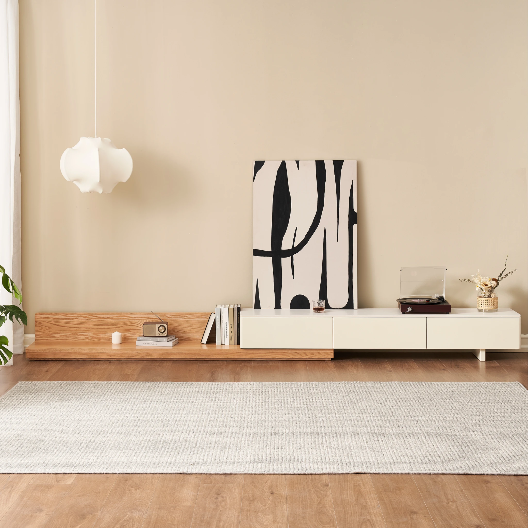 Solidwood Miaco Adjustable Entertainment Unit with Sintered Stone Top