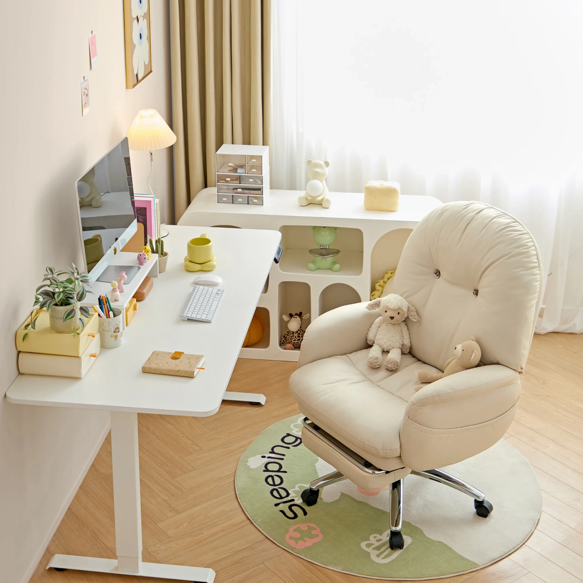 Linspire Nectar Leathaire Office Chair, Off-White