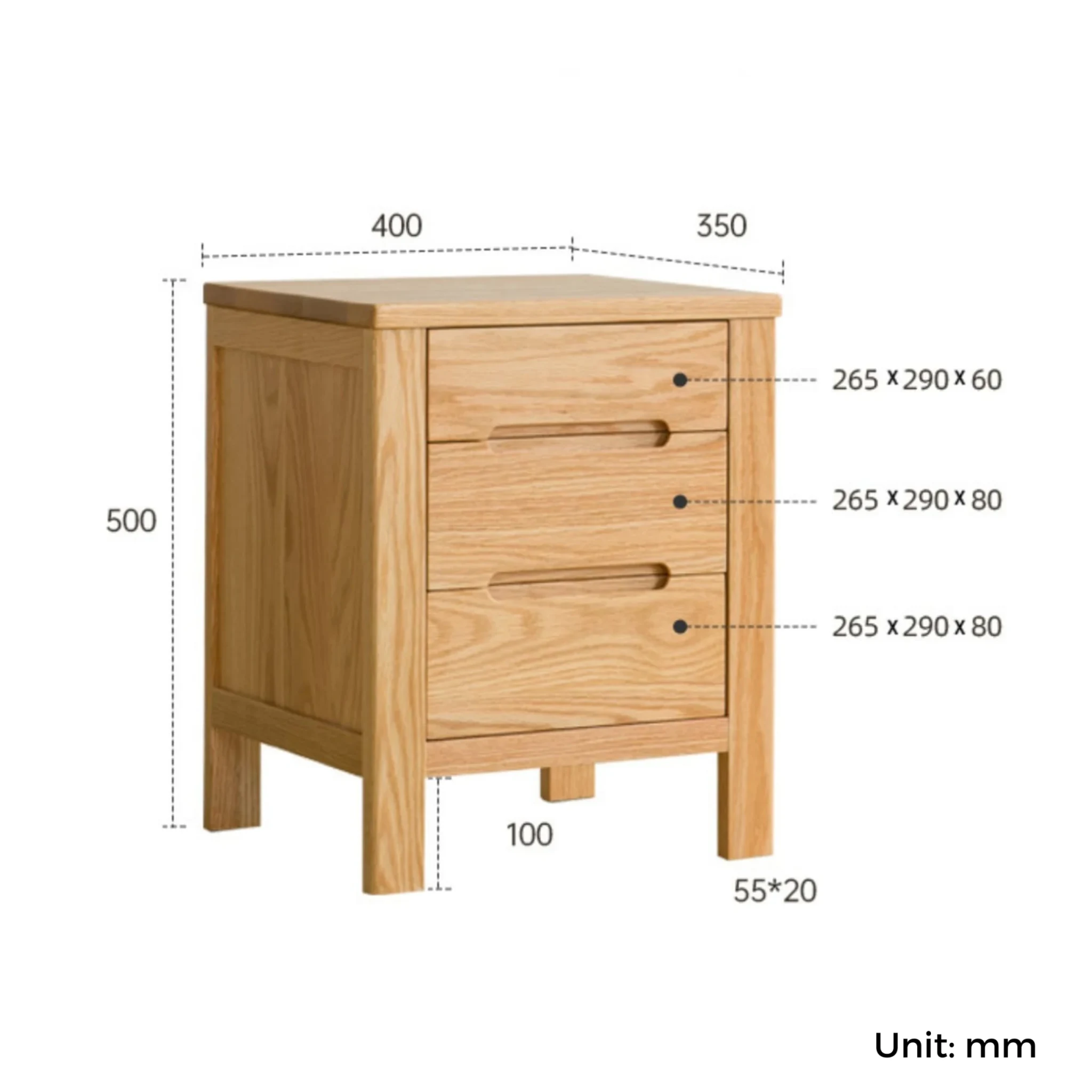 Solidwood Norway 2PCS Bedside Table Set B