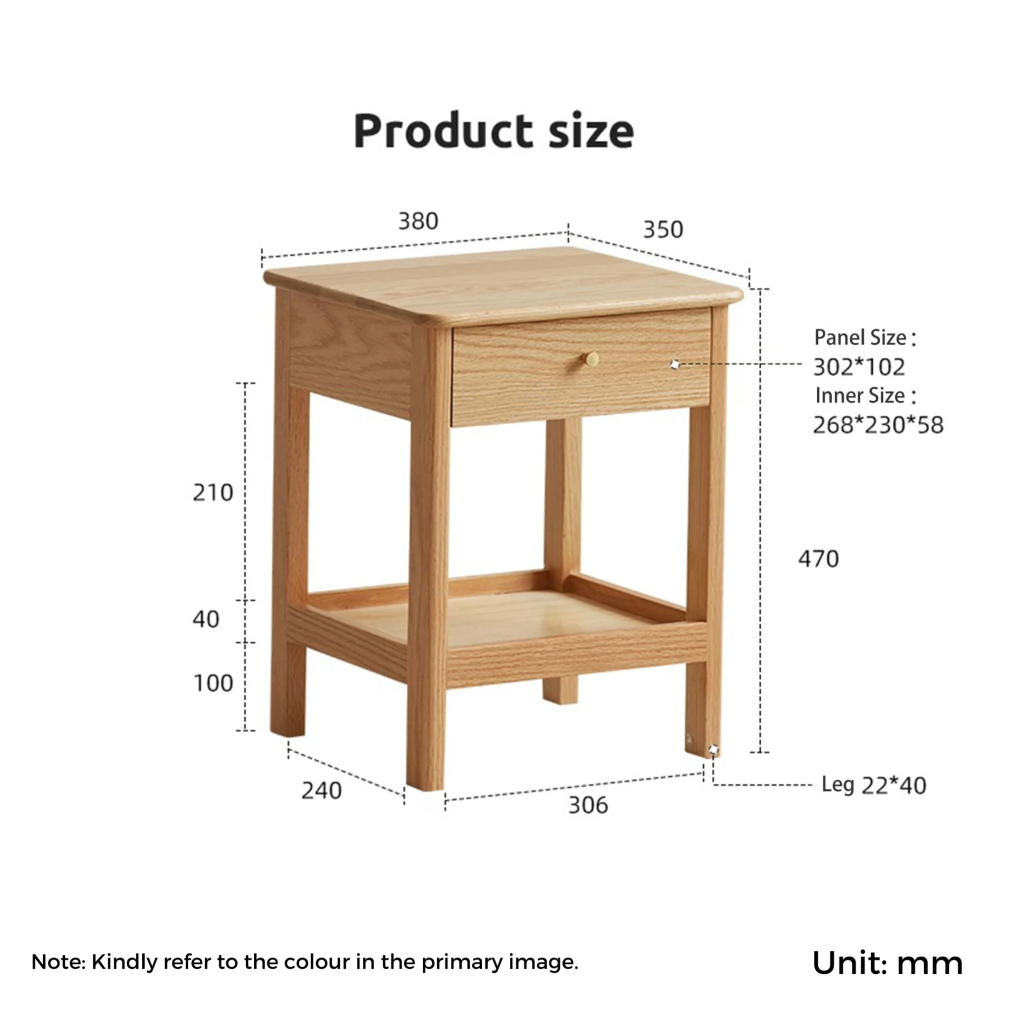Solidwood Kano 2PCS Bedside Table Set, Dark Wood