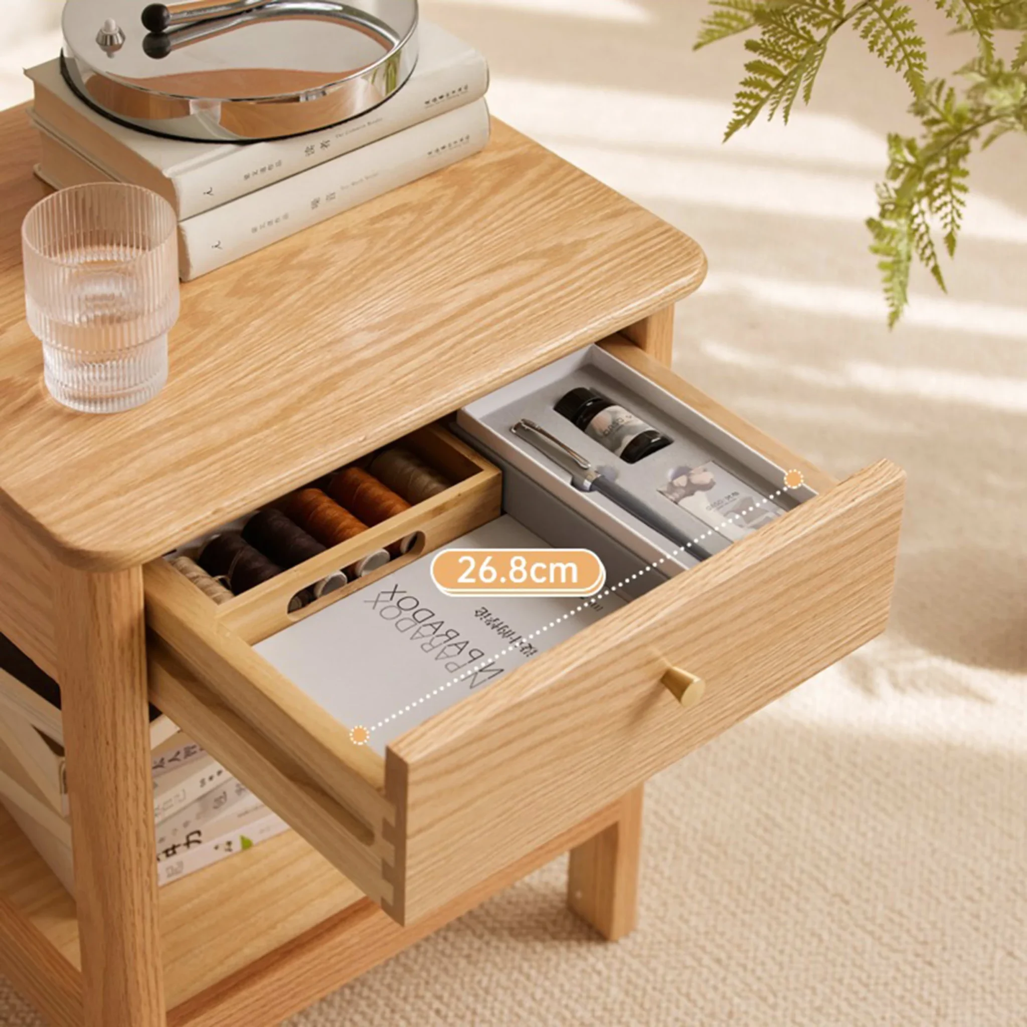 Solidwood Kano 2PCS Bedside Table Set, Natural Wood