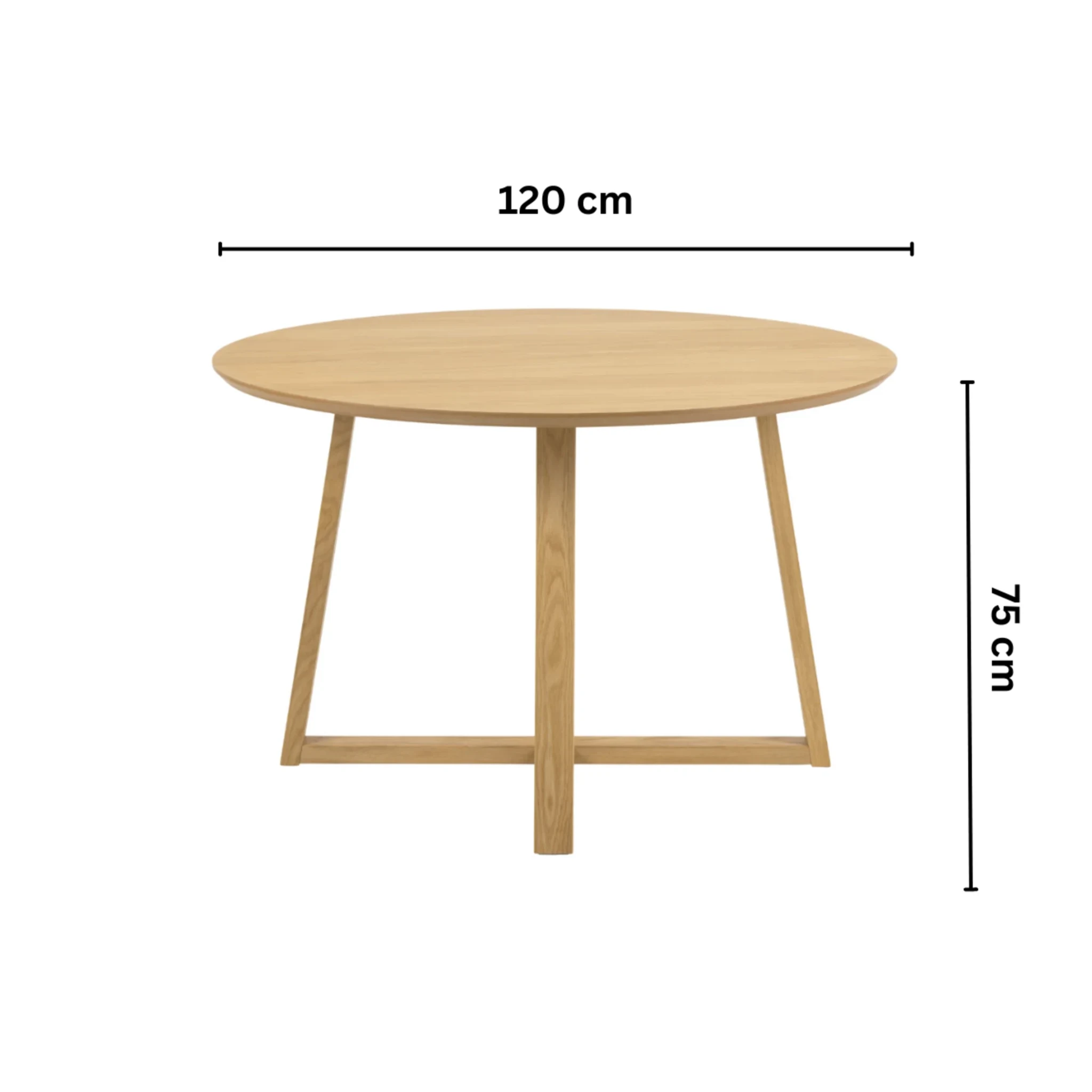 Hjem Design Malika Round Dining Table, Natural Wood