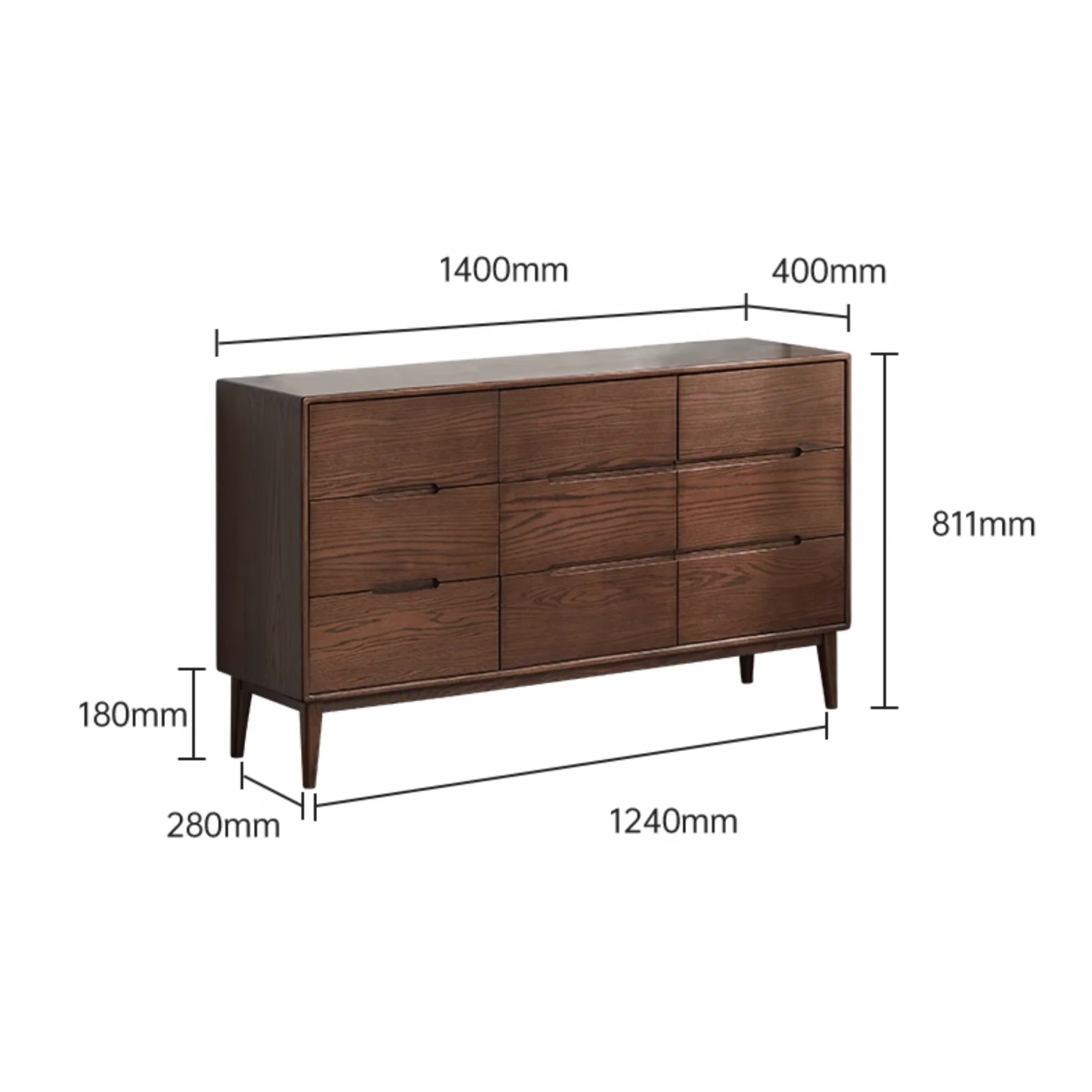 Solidwood Bailey Chest of 9 Drawers