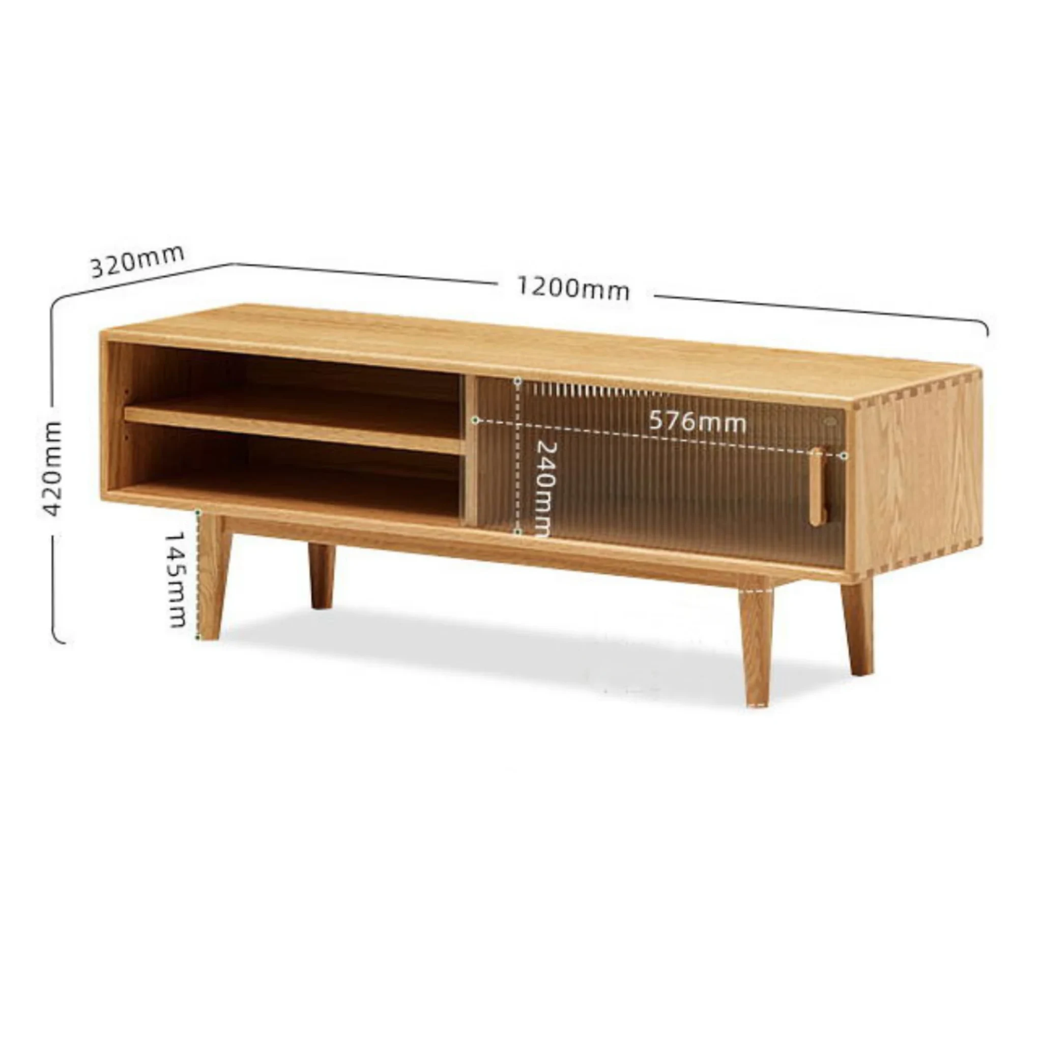 Solidwood Bailey Entertainment unit, 120x32CM, Natural Wood