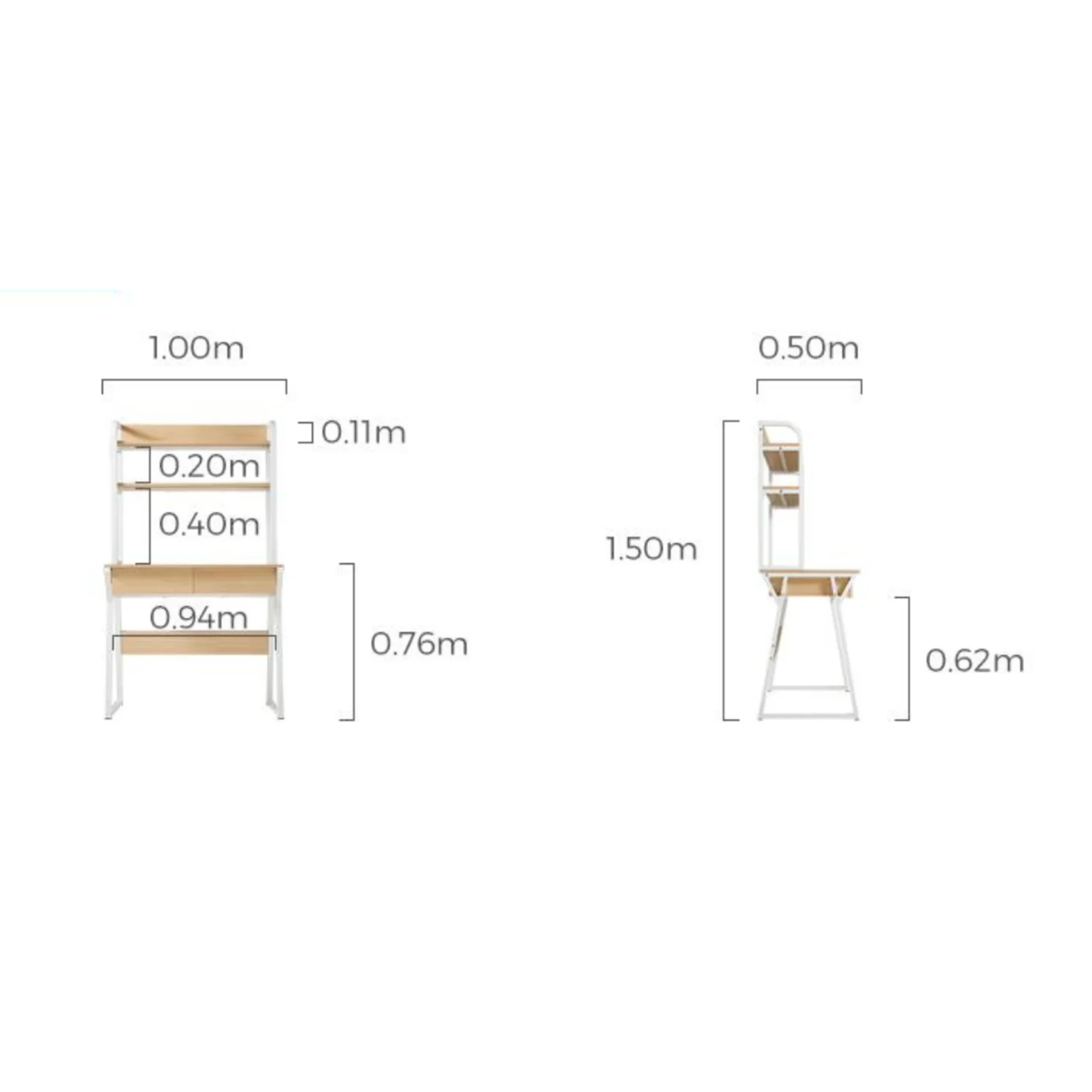 Linspire Axis Study Desk with 2 Drawers, 100cm, Natural Wood