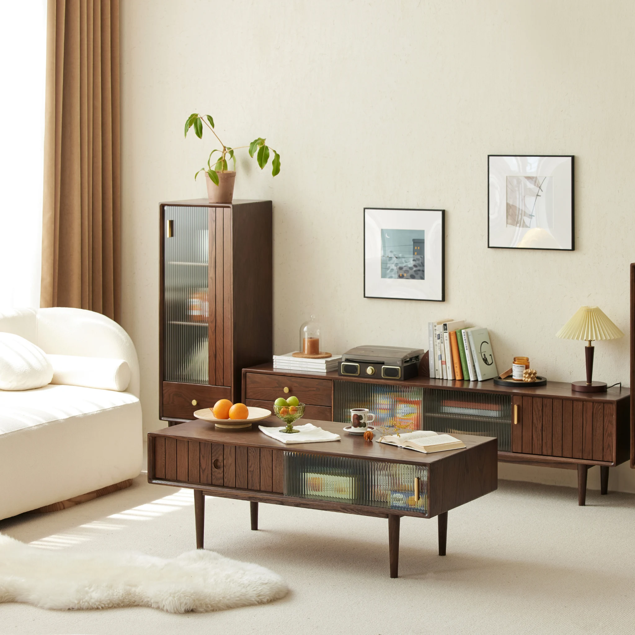 Solidwood Danya Entertainment Unit with Glass Doors, W150cm
