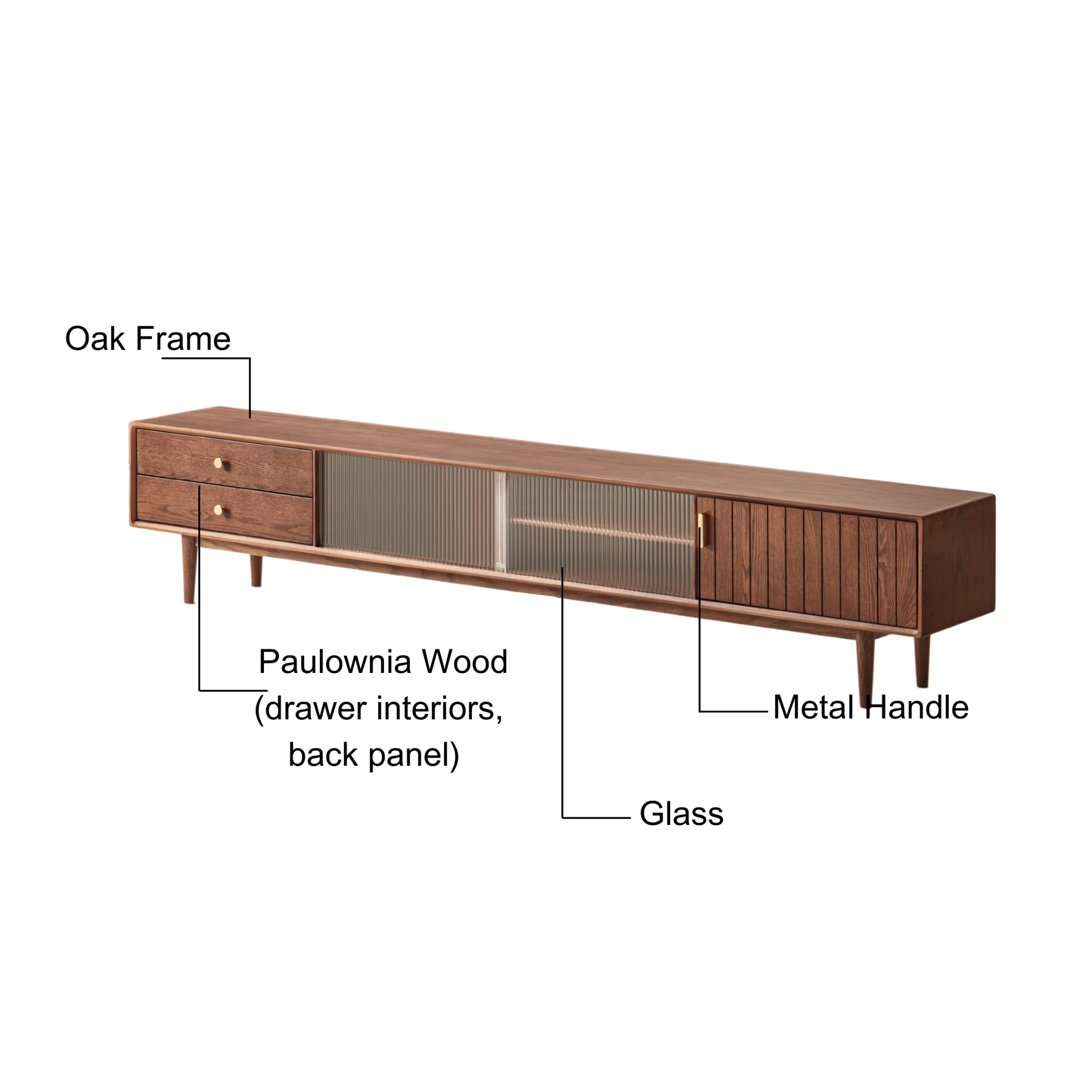 Solidwood Danya Entertainment Unit with Glass Doors, W150cm