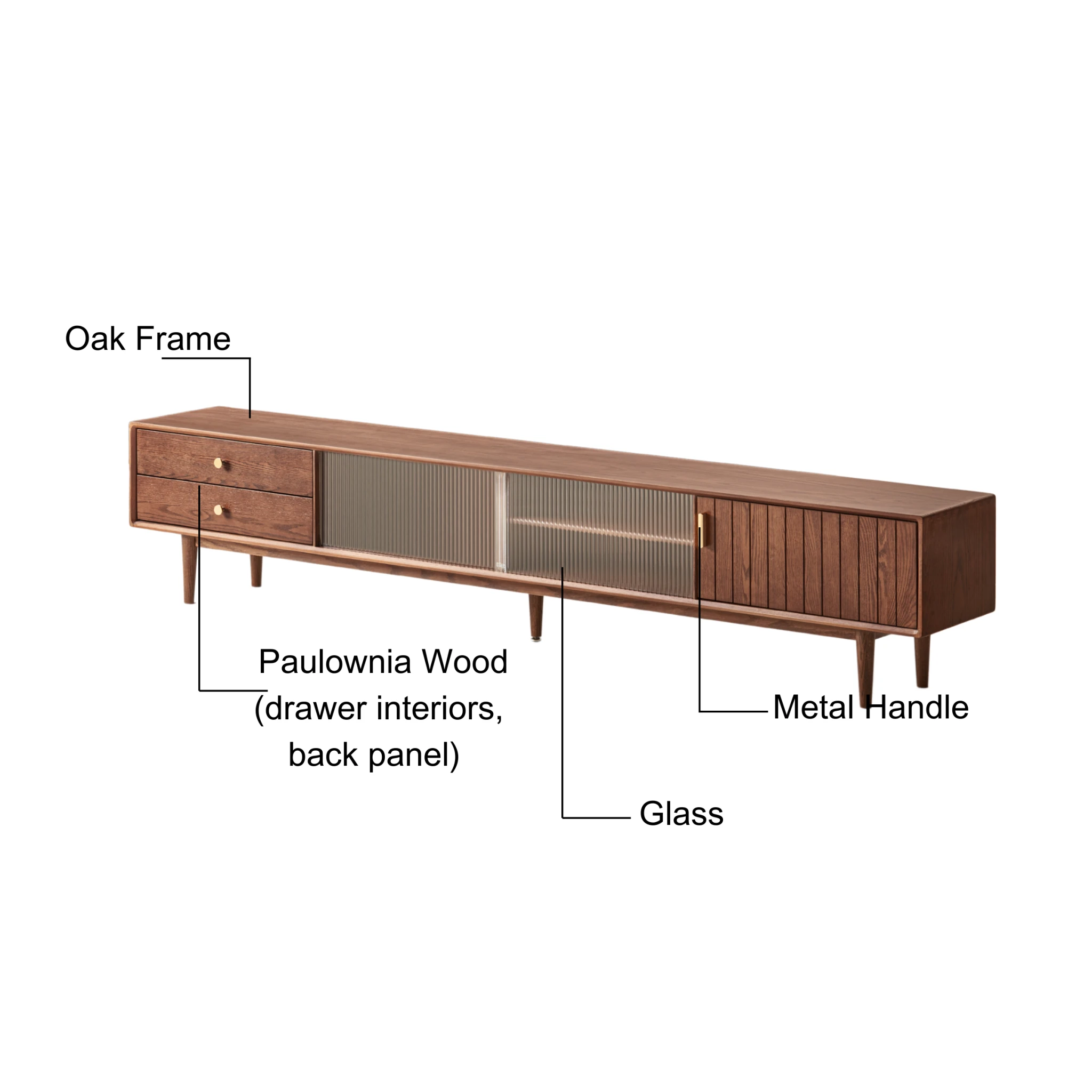 Solidwood Danya Entertainment Unit with Glass Doors, 200cm