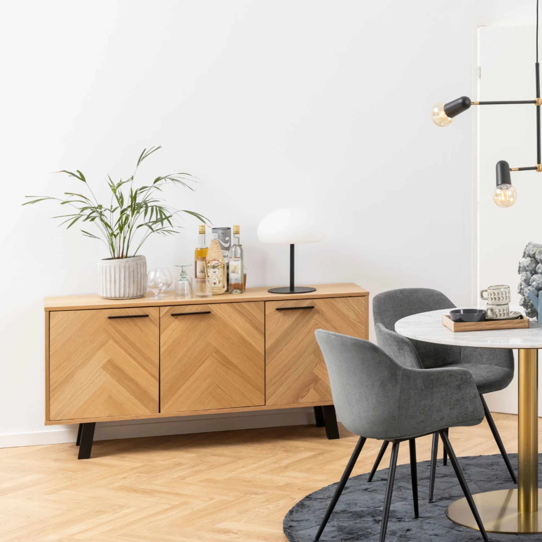Hjem Design Brighton Sideboard, Natural Wood
