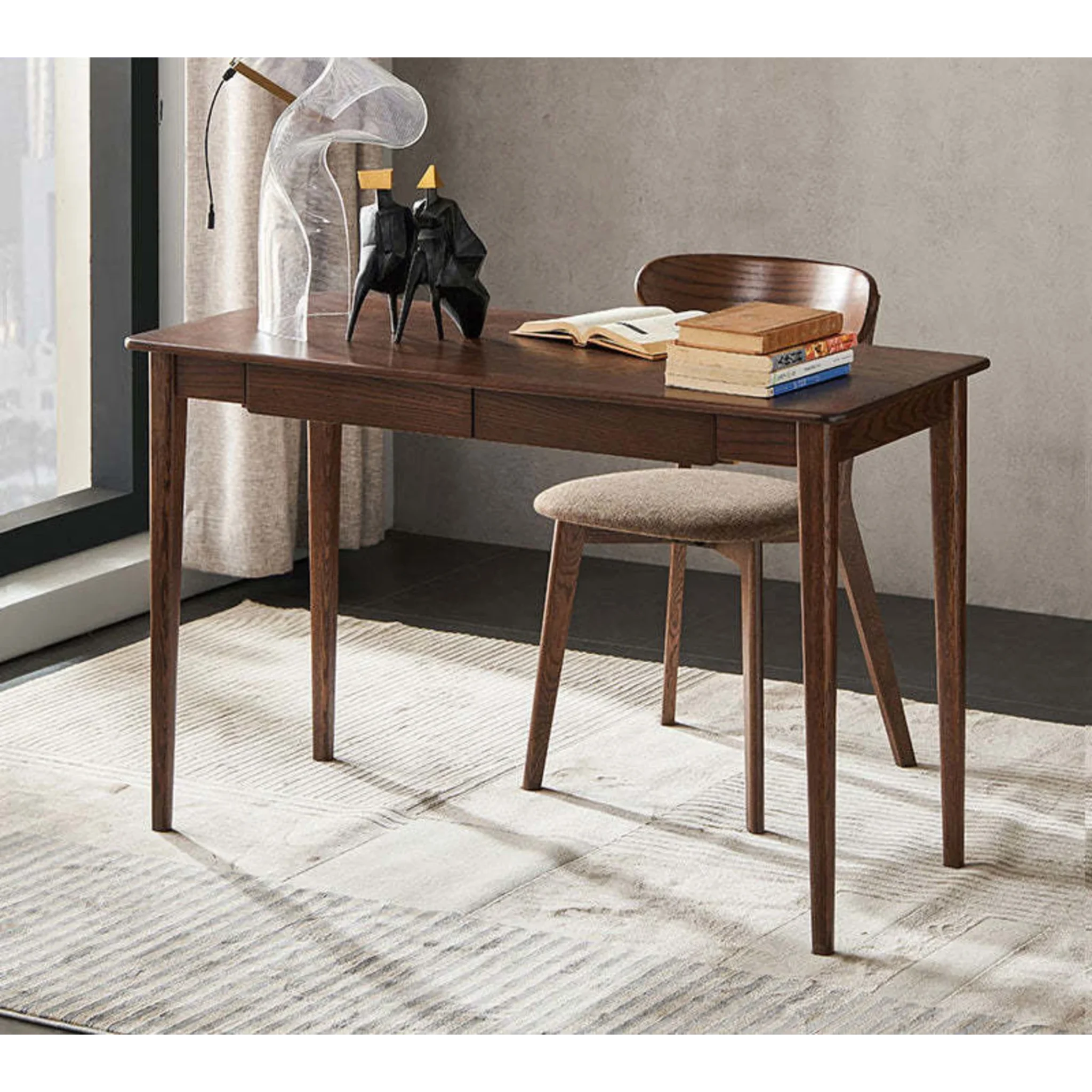 Solidwood Bailey Desk, Two Drawers, 120x53CM, Dark Wood