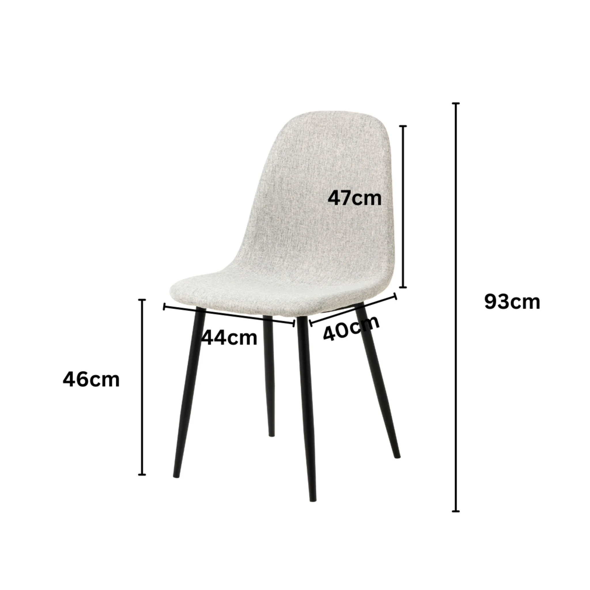 Hjem Design Celia Dining Chair, Light Grey & Black, Set of 4