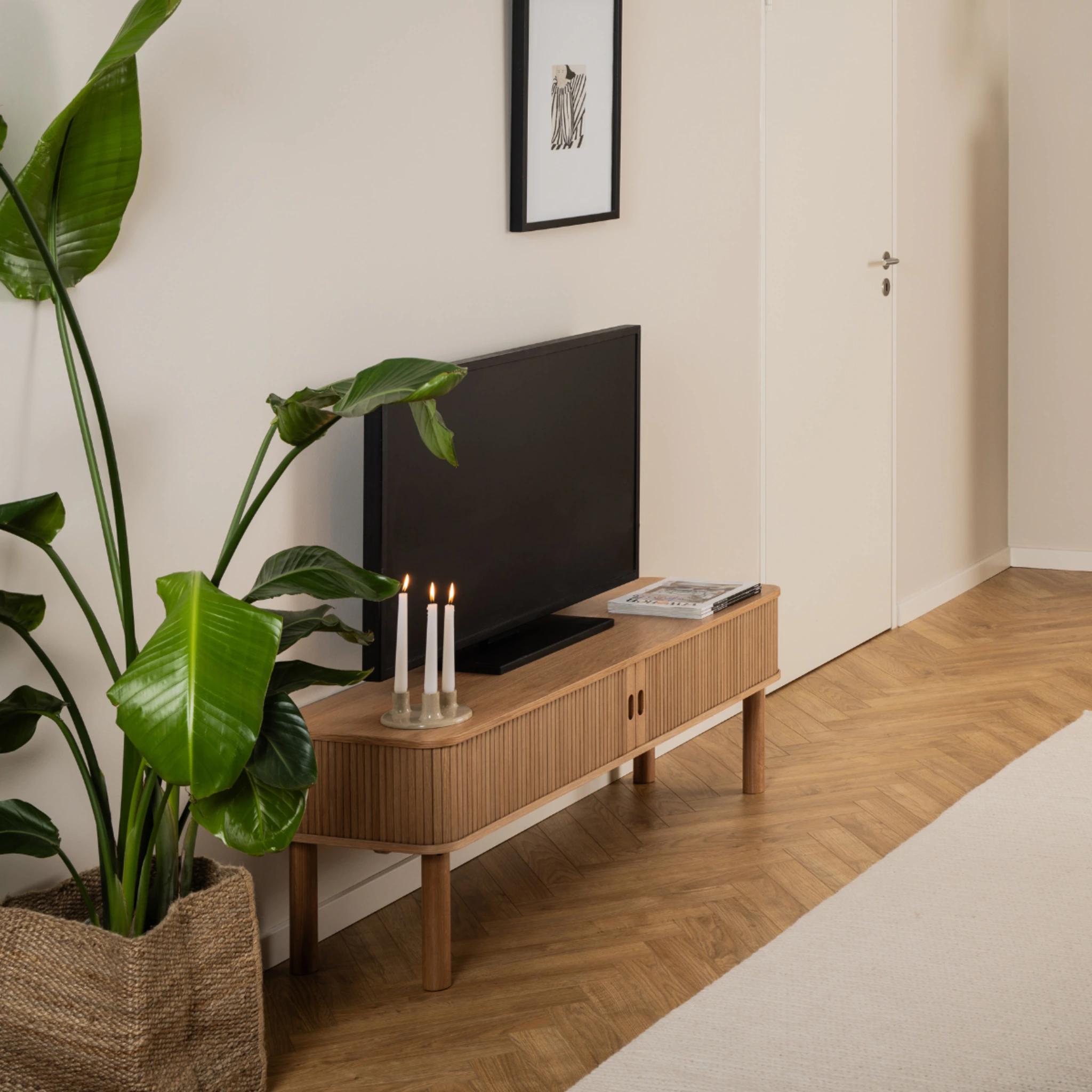 Hjem Design Langley TV Unit, Natural Wood