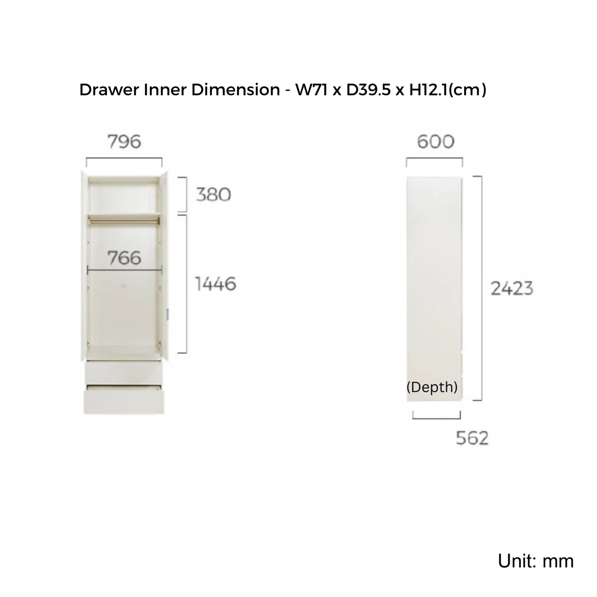 Linspire Serene 2-Door Wardrobe with Drawers