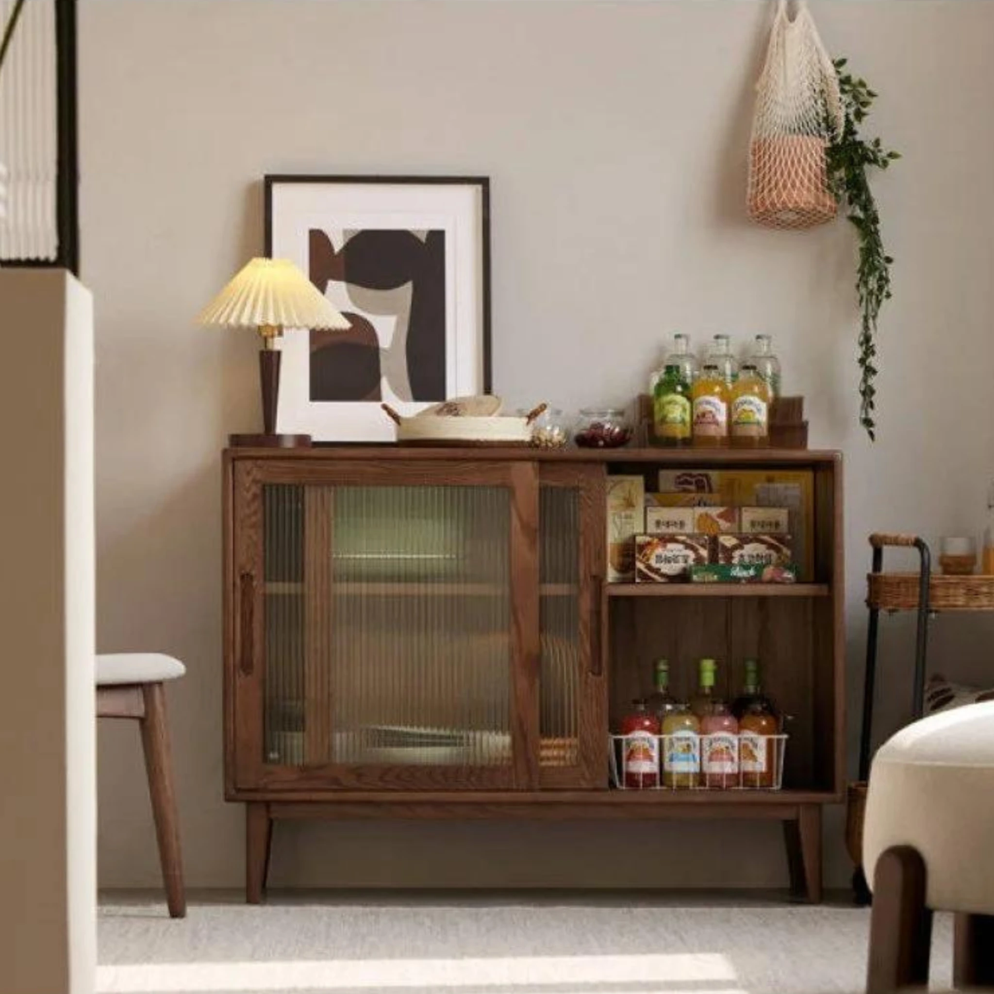 Solidwood Bailey Sideboard, 80x40x81CM, Dark Wood