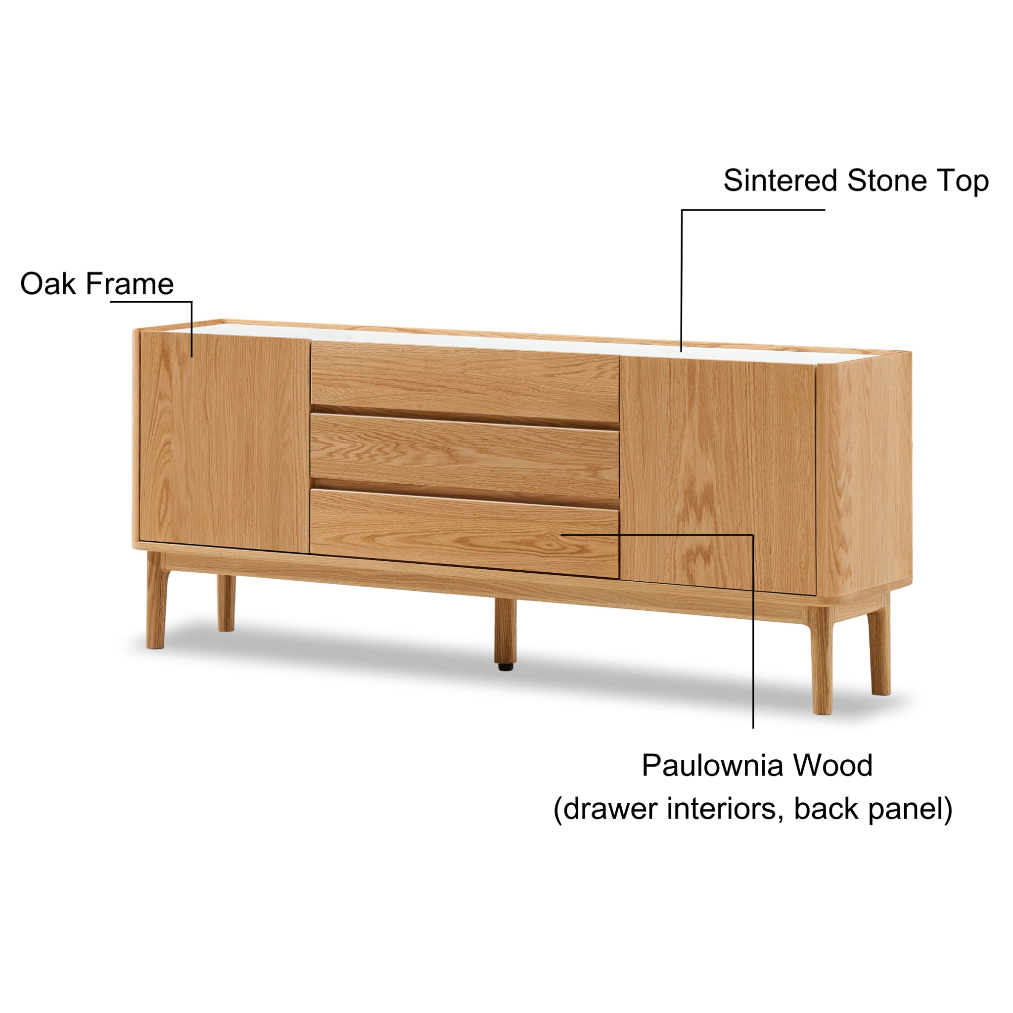 Solidwood Hemura Tall Entertainment Unit with Sintered Stone Top