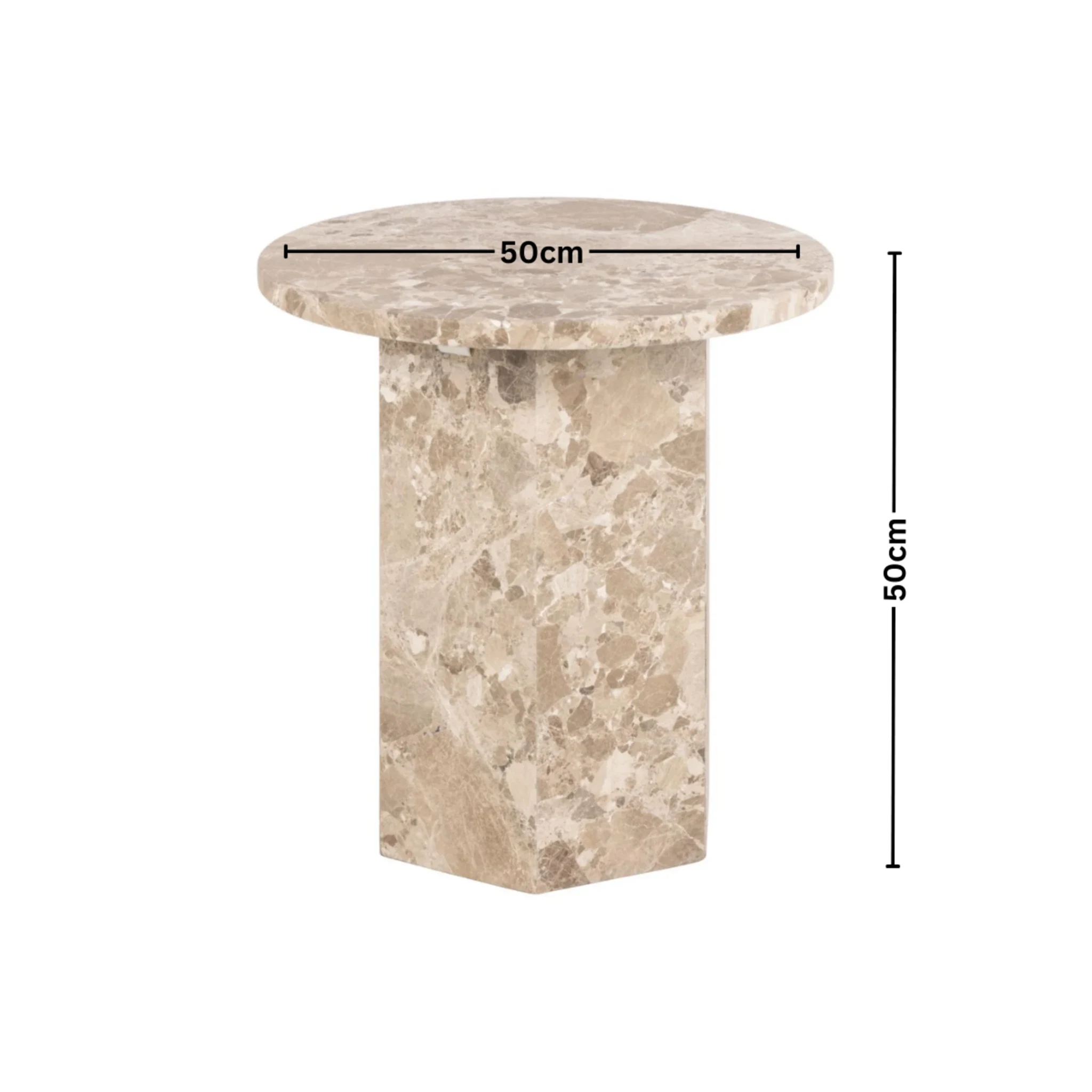 Hjem Design Naxos Round Side table, Latte Brown