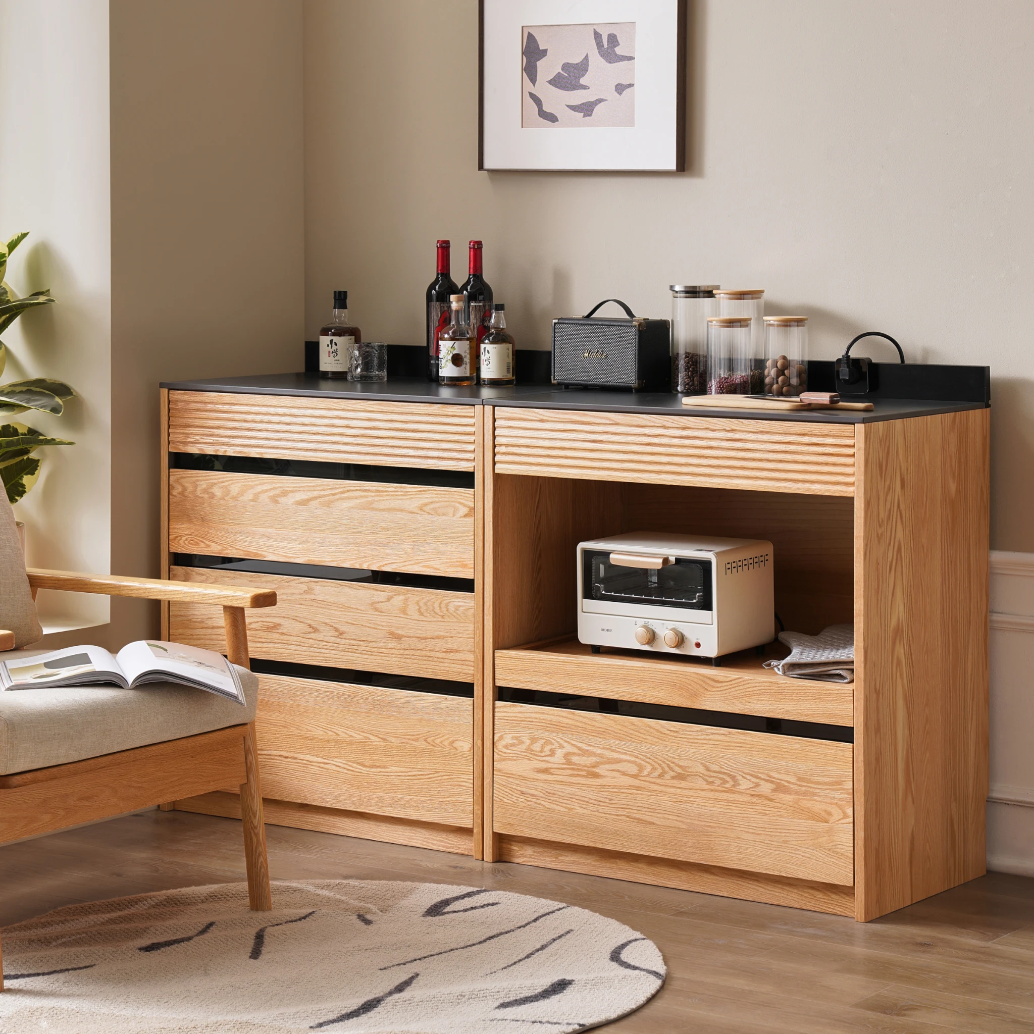 Solidwood Hemura Sideboard with 2 Drawers