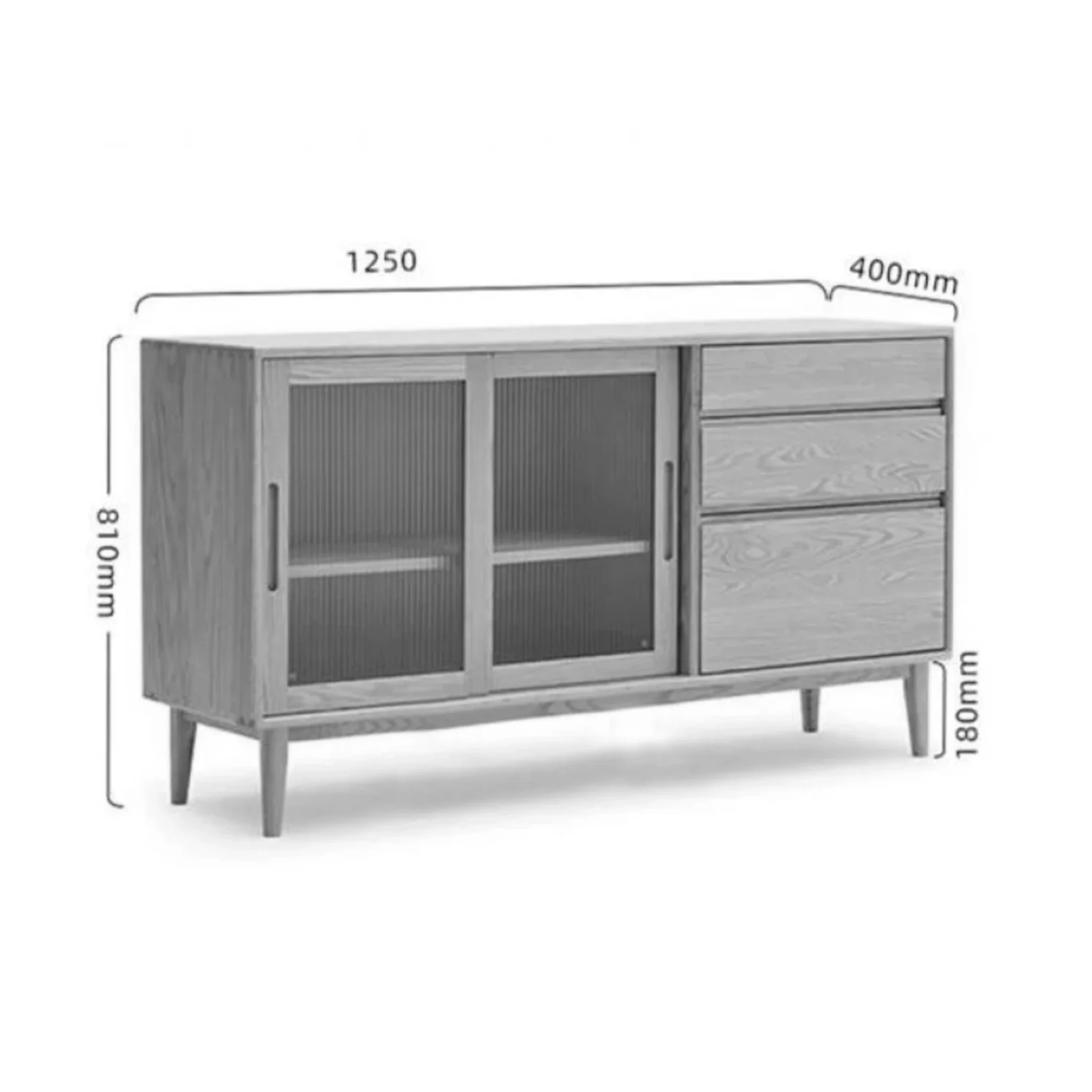 Solidwood Bailey Sideboard, 125x40x81CM, Dark Wood