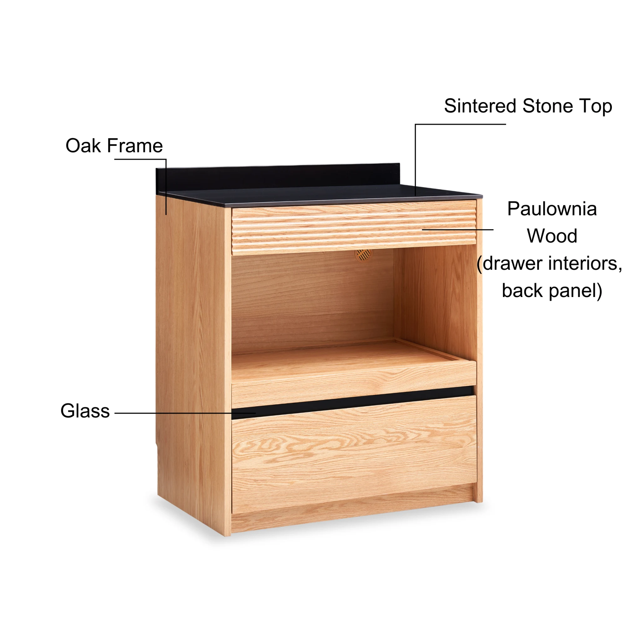 Solidwood Hemura Sideboard with 2 Drawers