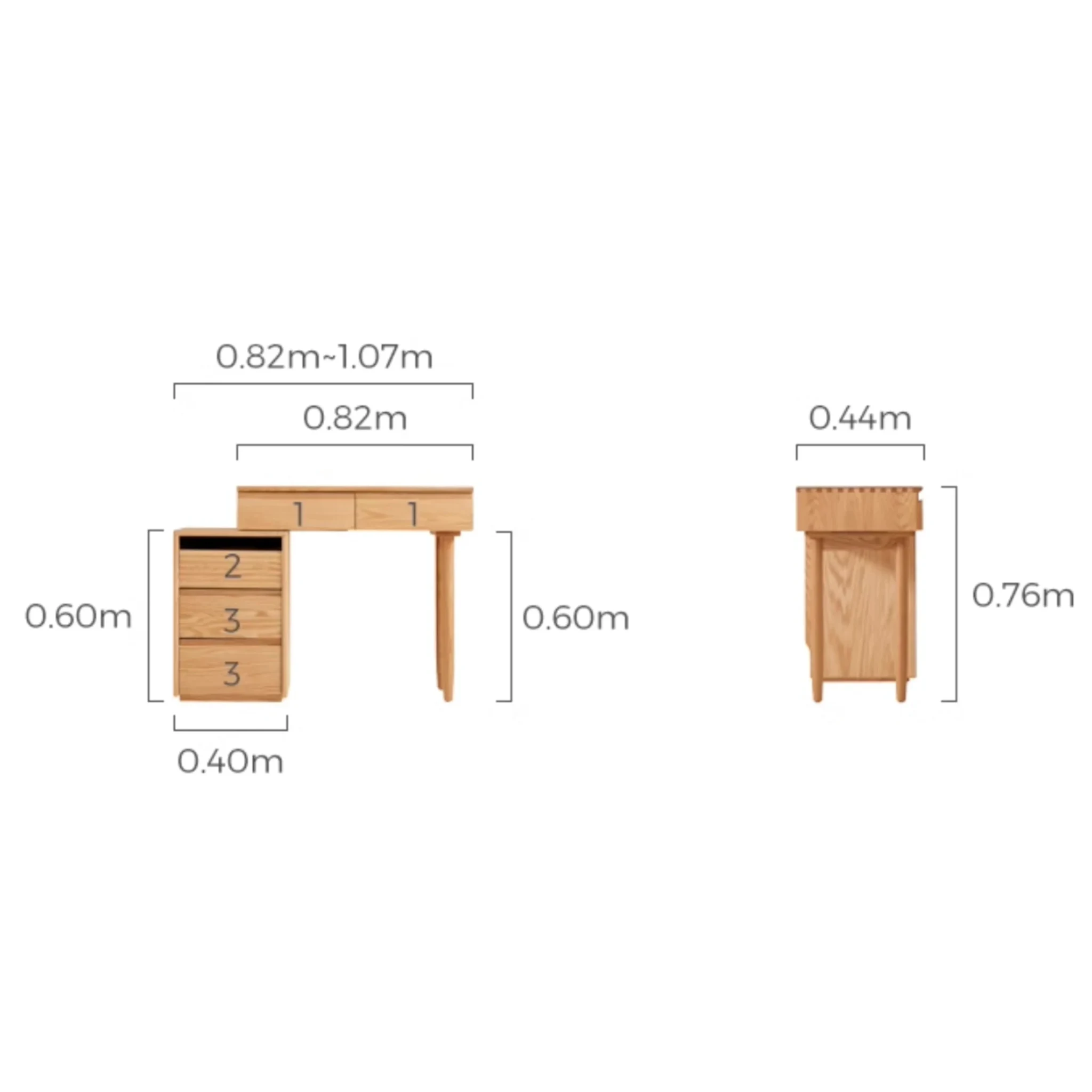 Linspire Flow Solid Wood Dressing Table with Cabinet, 80cm