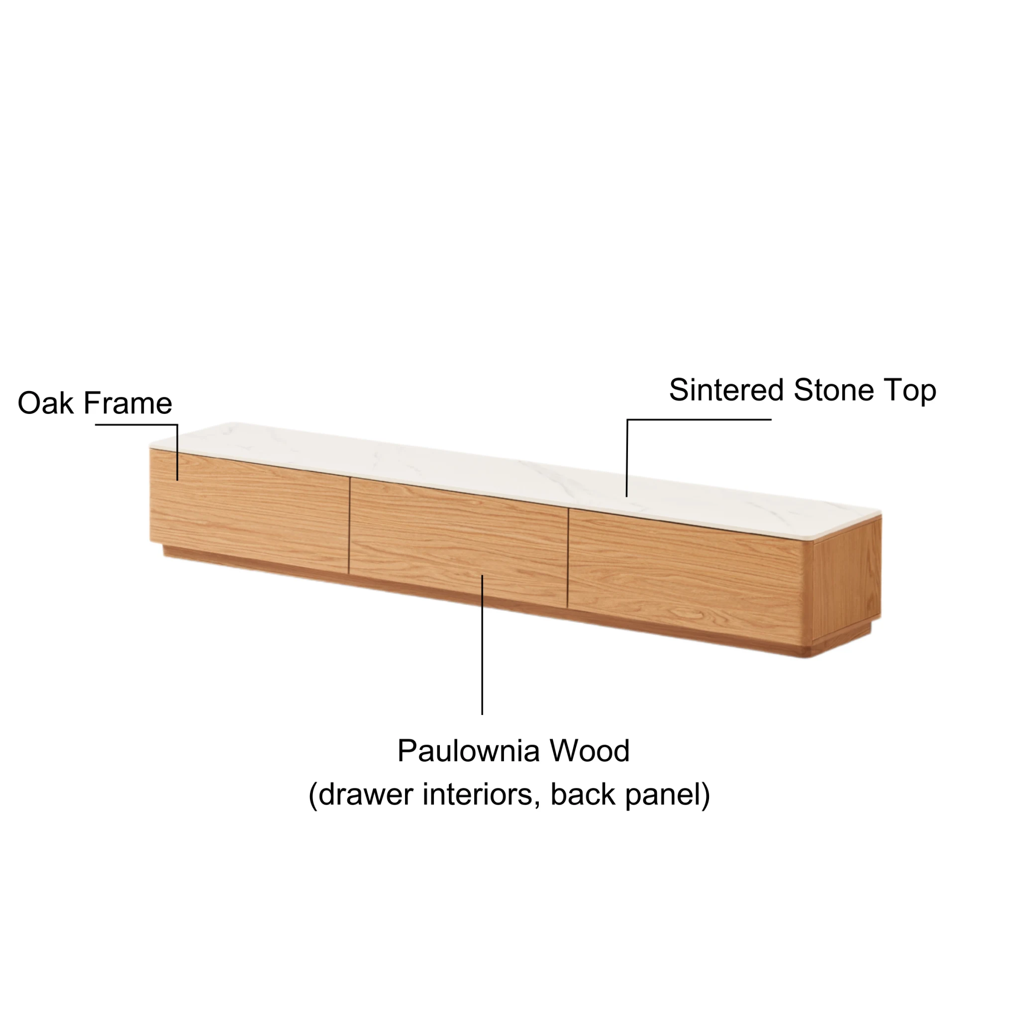 Solidwood Hemura Entertainment Unit with Sintered Stone Top, 180cm