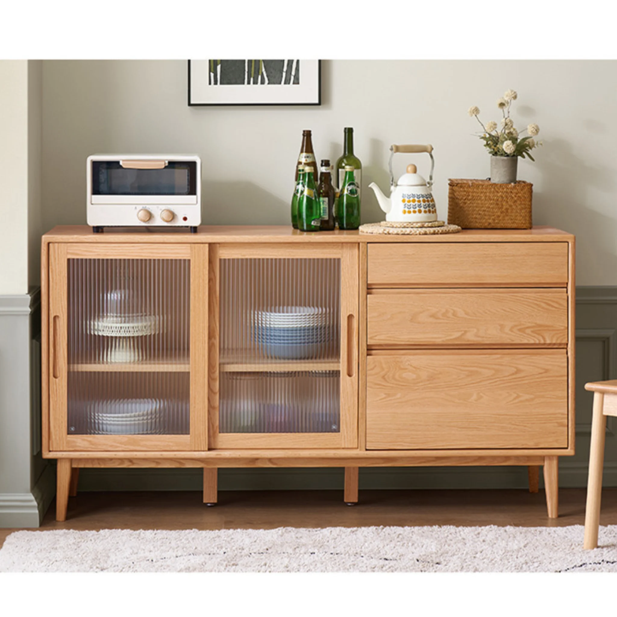 Solidwood Bailey Sideboard, 180x40x81CM, Natural Wood
