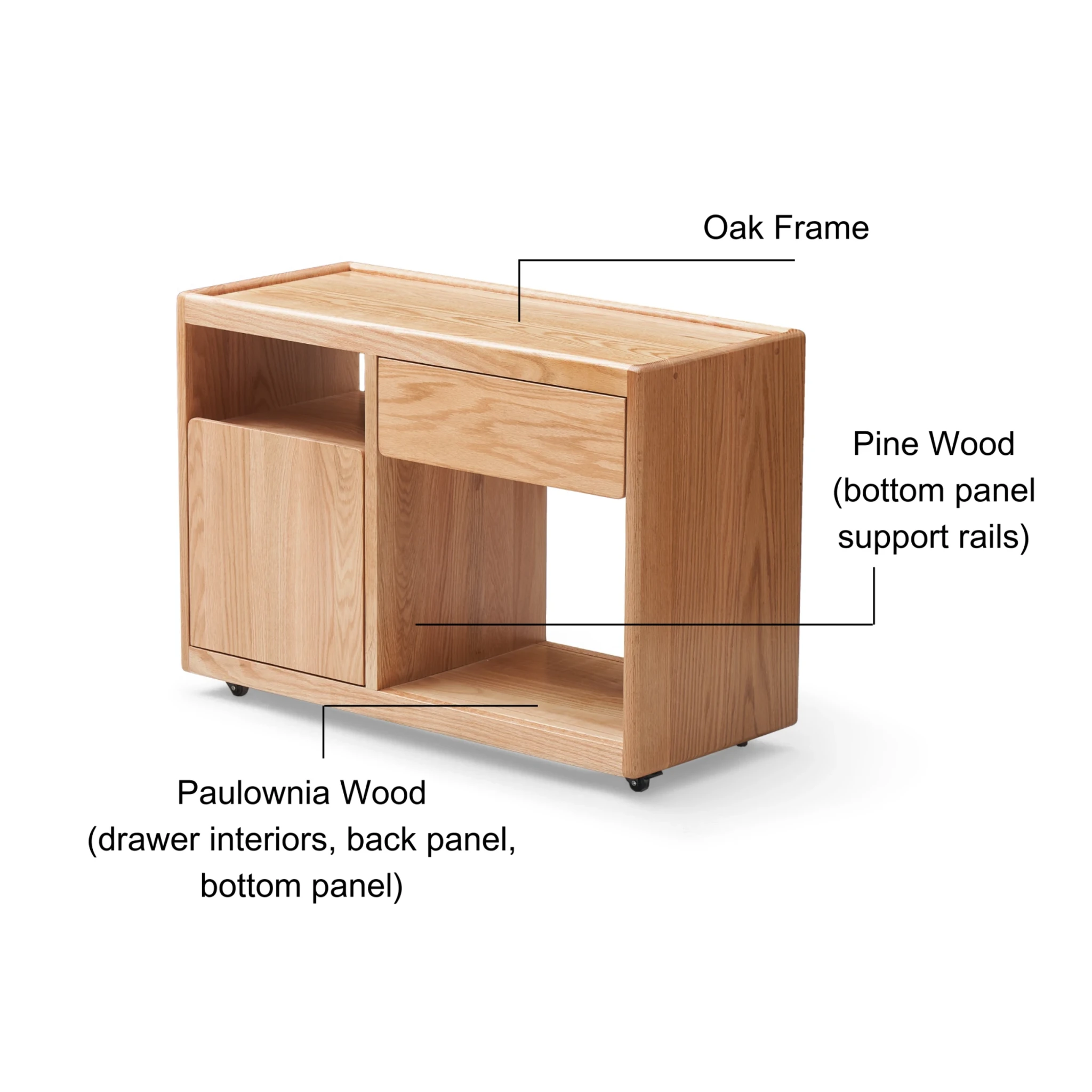 Solidwood Hemura Movable Side Table, 60cm