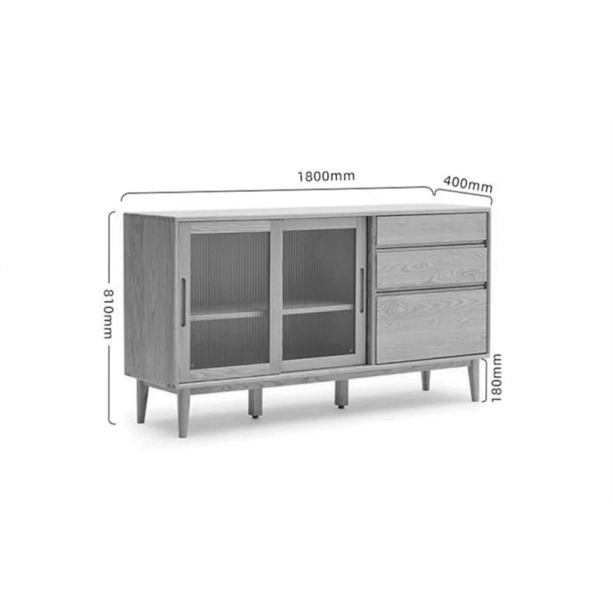 Solidwood Bailey Sideboard, 180x40x81CM, Dark Wood