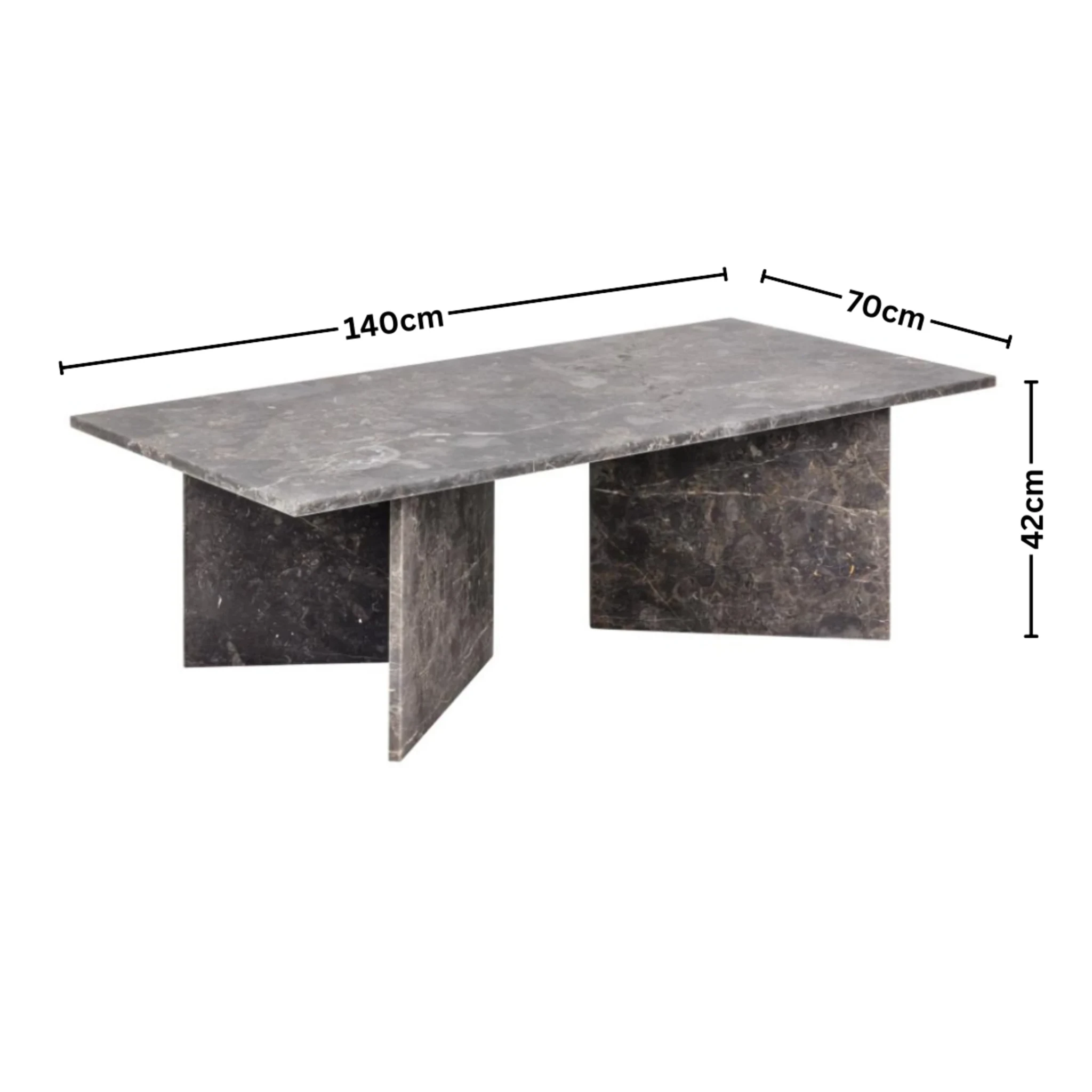 Hjem Design Veyra Rectangular Coffee Table, Brown Marron