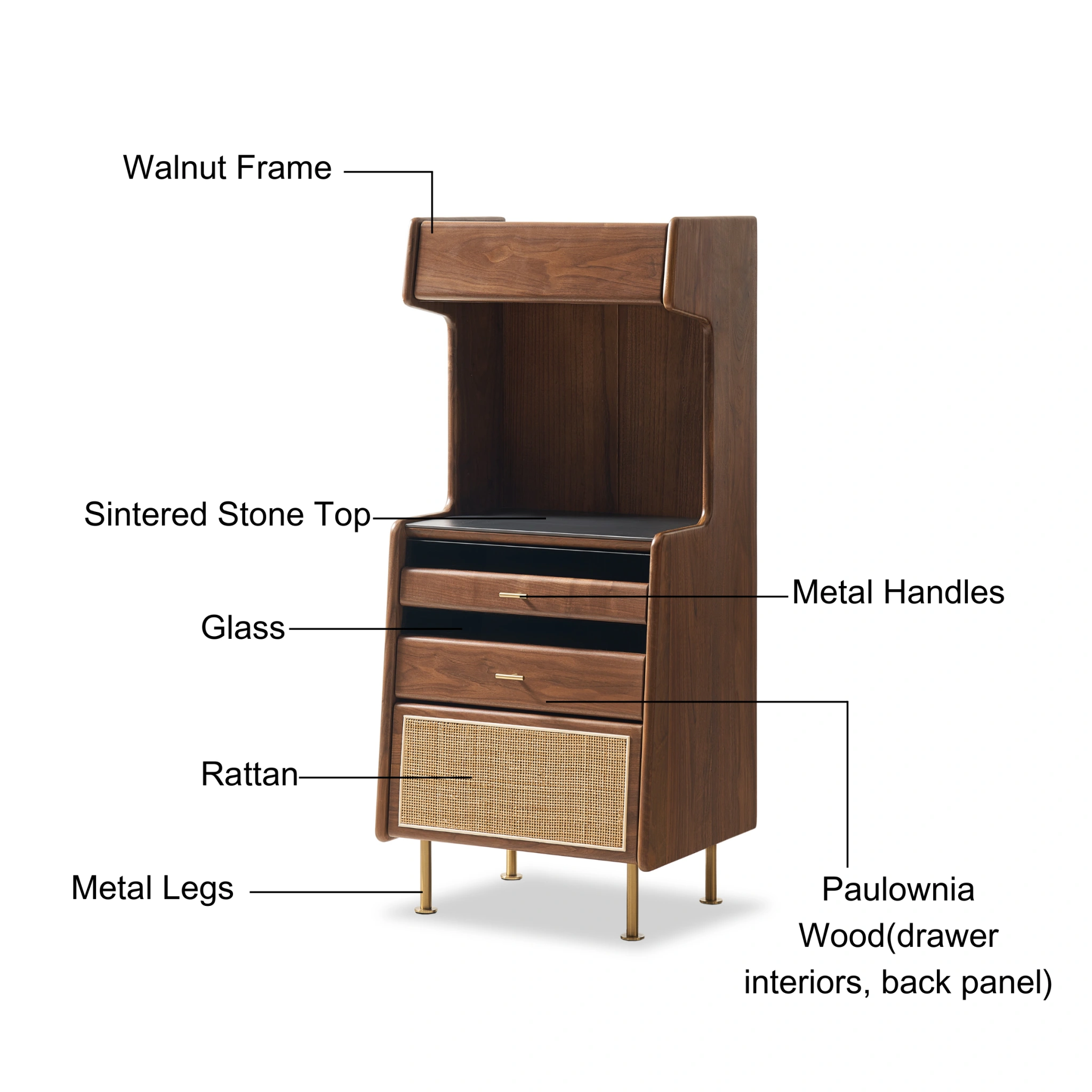 Solidwood Luxembourg Walnut Sideboard with Sintered Stone Top
