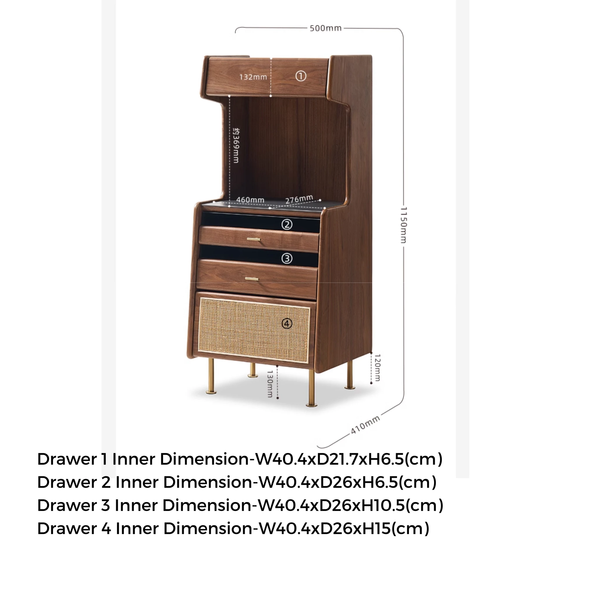 Solidwood Luxembourg Walnut Sideboard with Sintered Stone Top