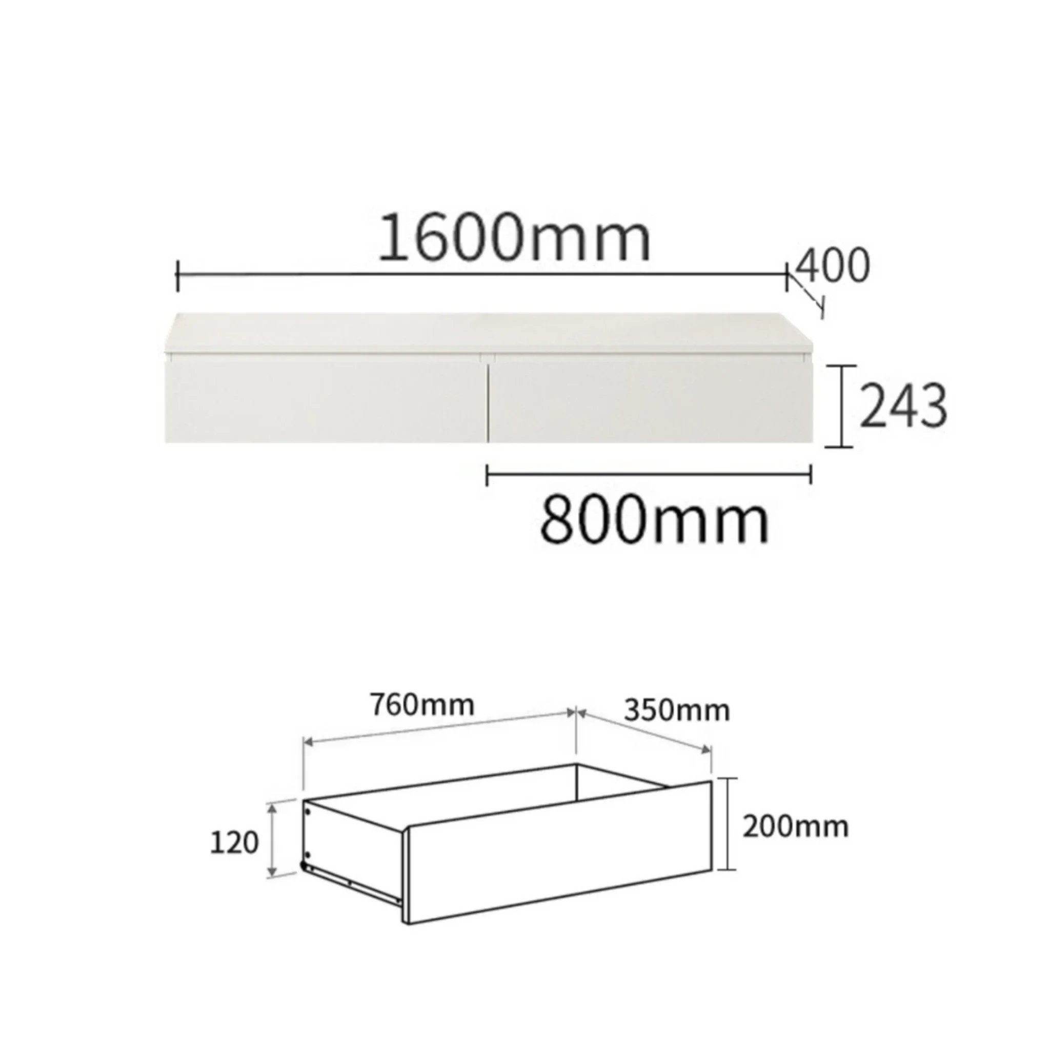 Loft Japandi Floating Entertainment Unit, 160cm, White
