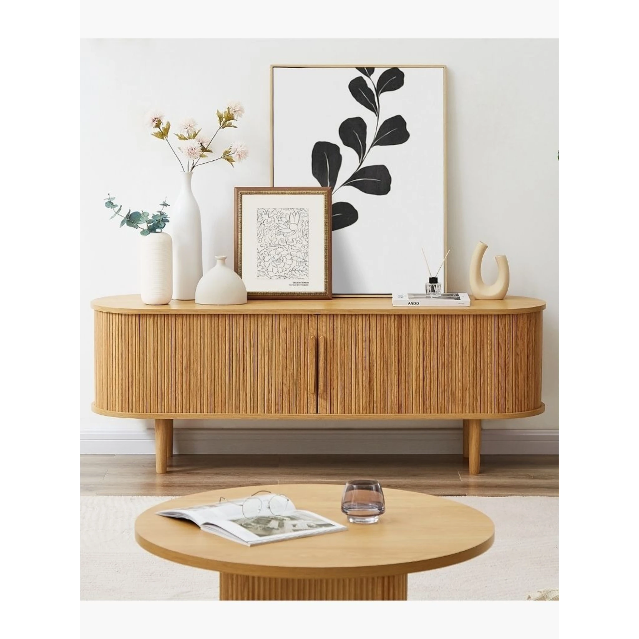 Lifely Tate Entertainment Unit, Natural Wood, 160cm