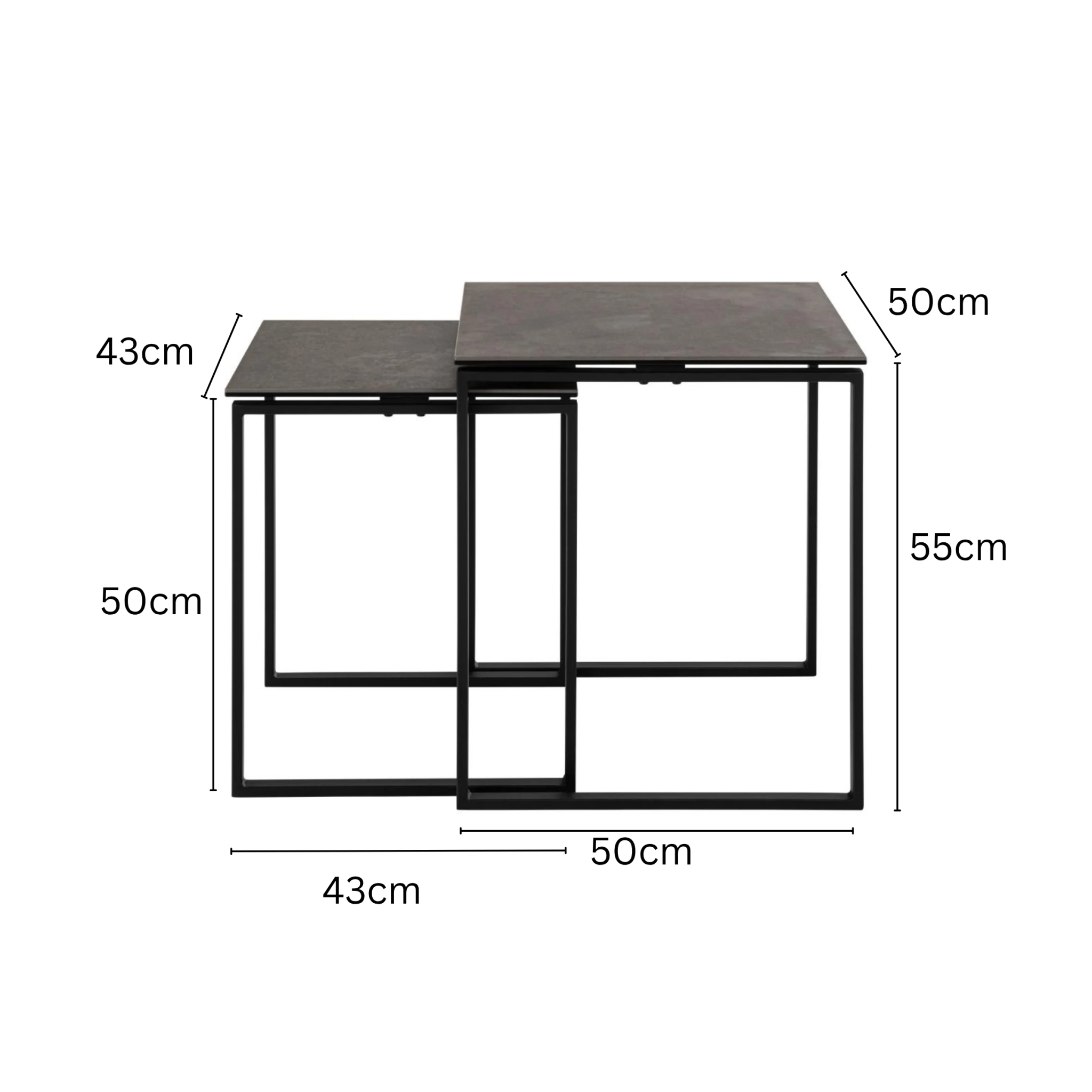 Hjem Design Katrine Square Coffee Table Set