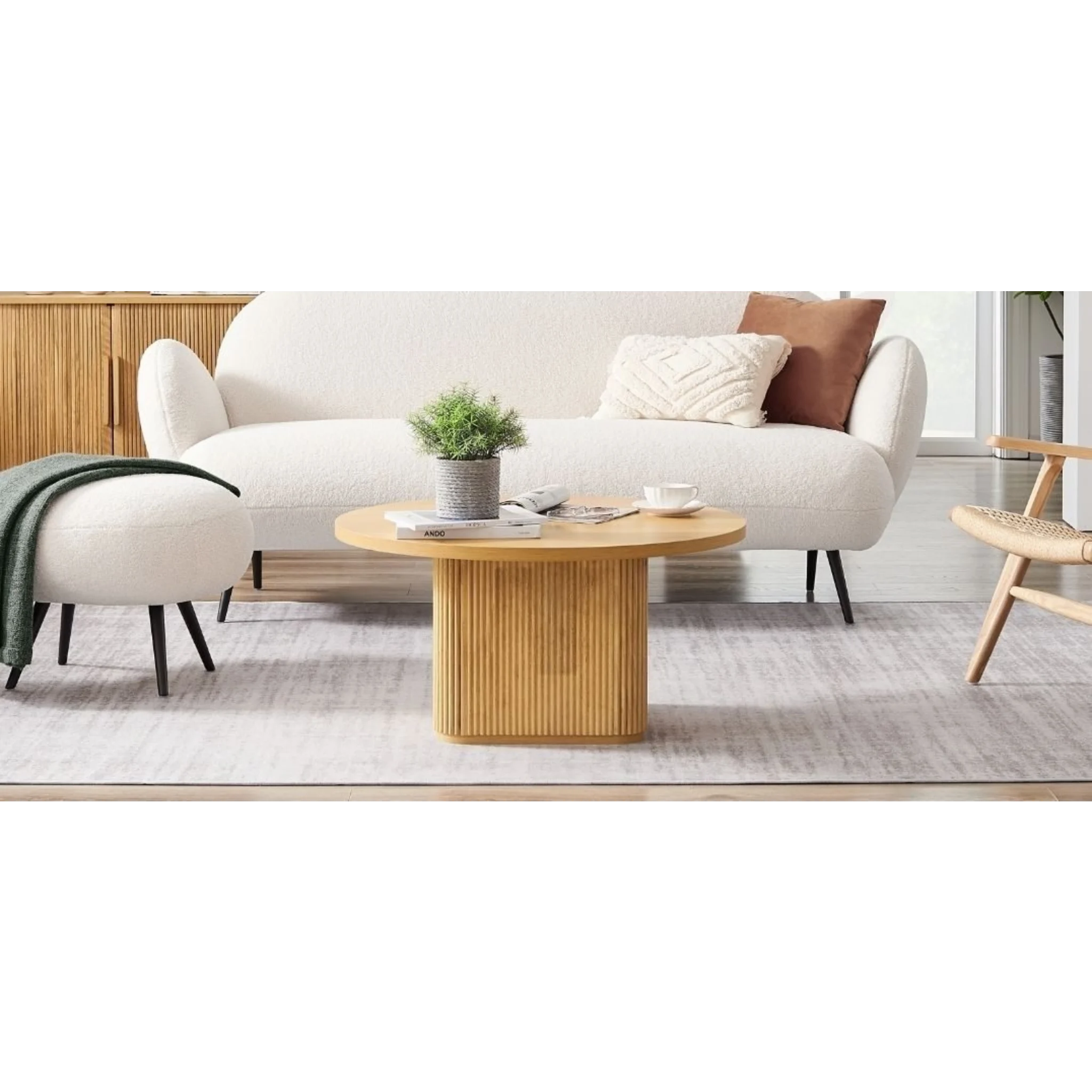 Lifely Tate Ripple Coffee Table, Natural Wood