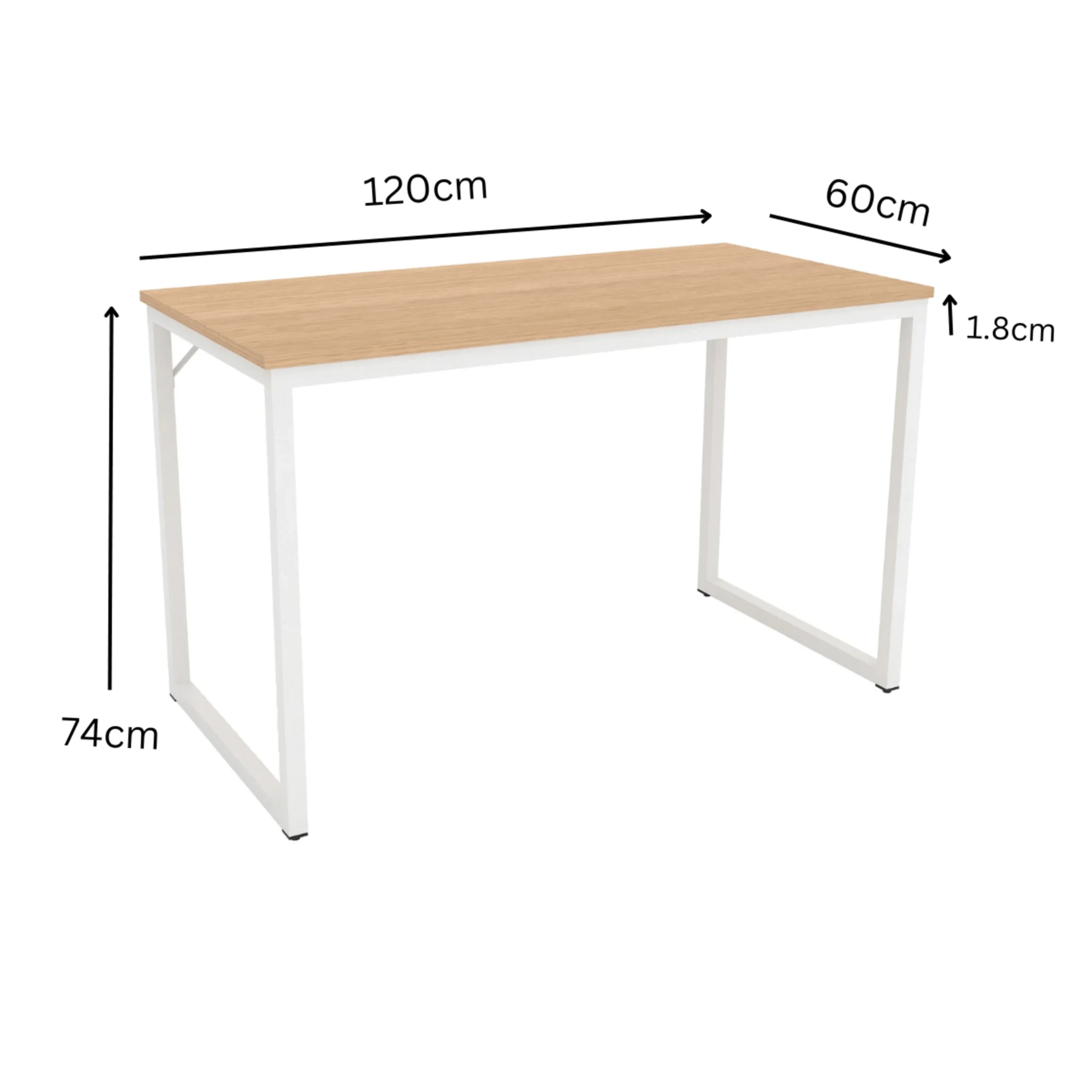 Loft Newton Steel Frame Desk, 120cm, Natural Wood & White