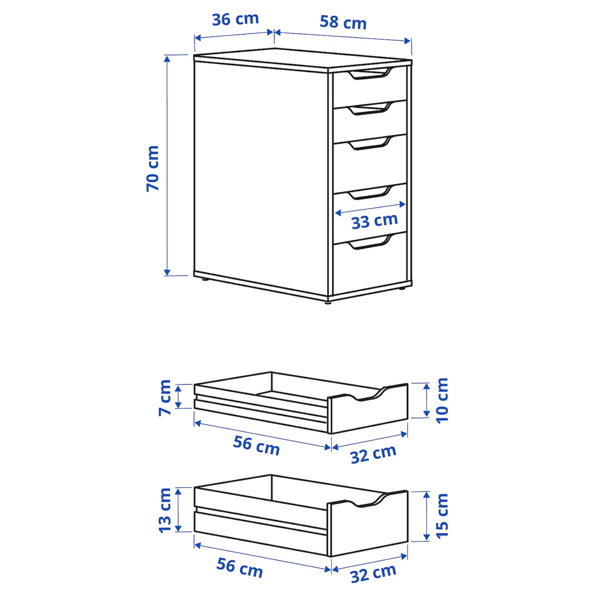 IKEA ALEX Drawer Unit 36x70cm White