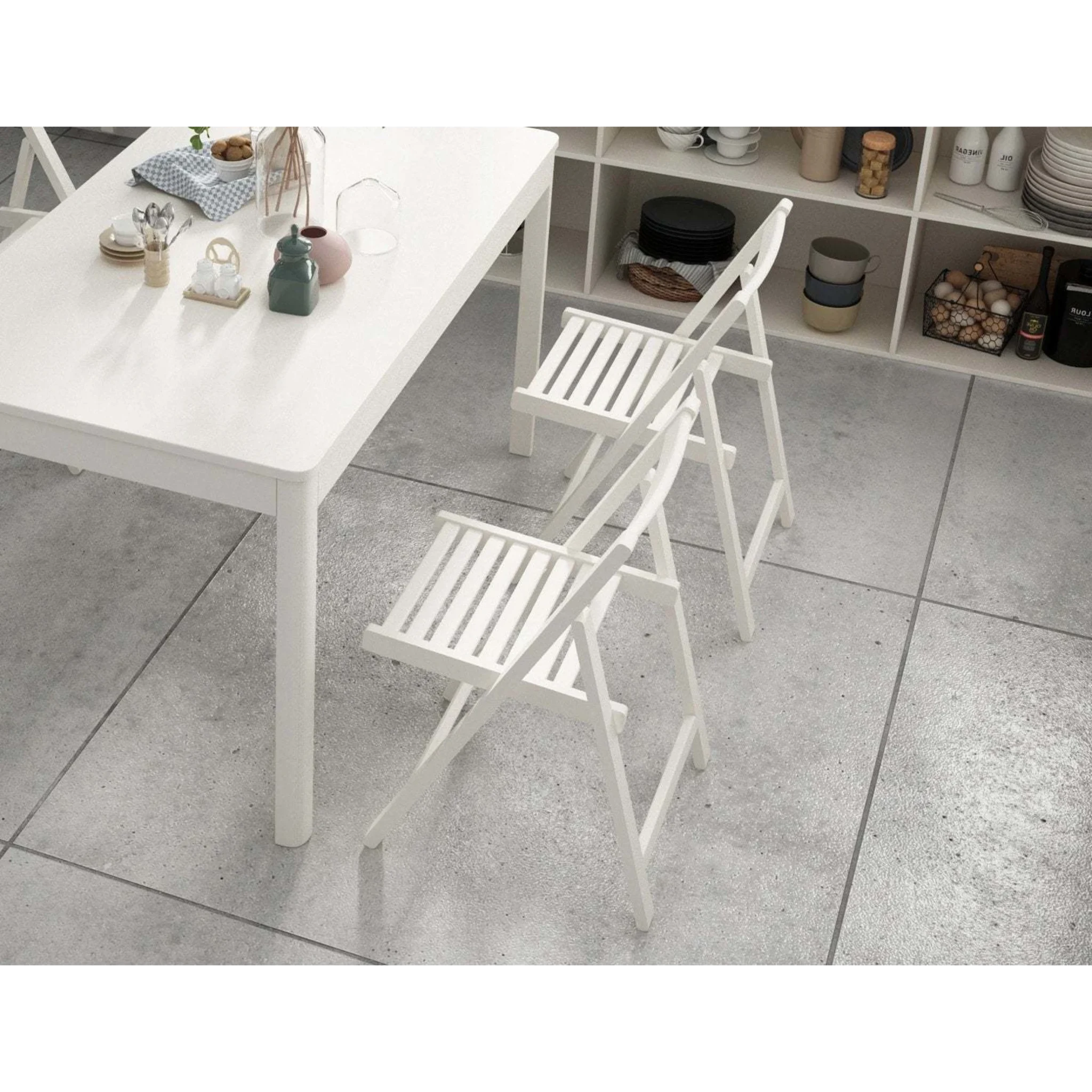 Loft Nordic Gateleg Table with 4 chairs, White