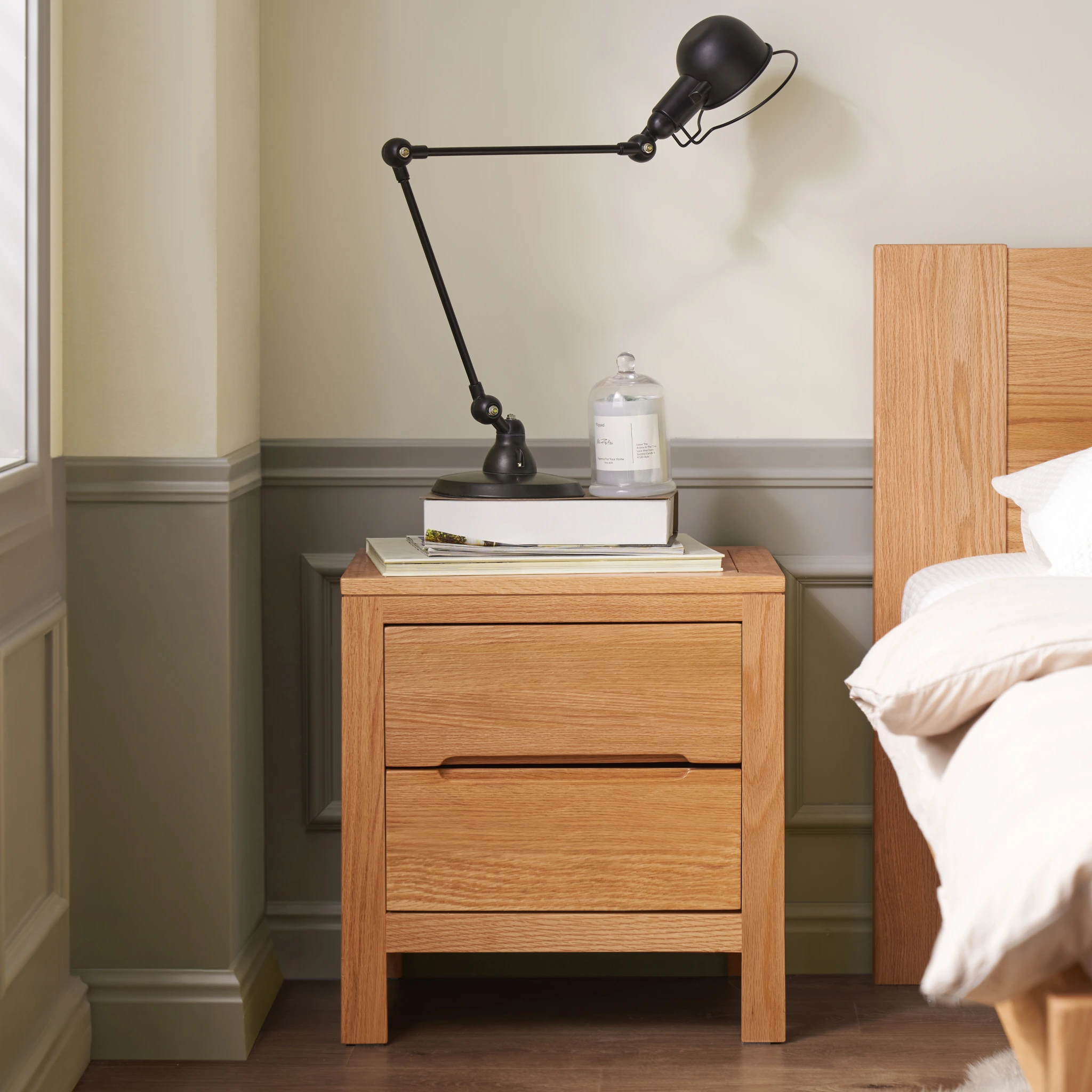 Solidwood Edinburgh Bedside Table, 47x37x50cm, Natural Wood