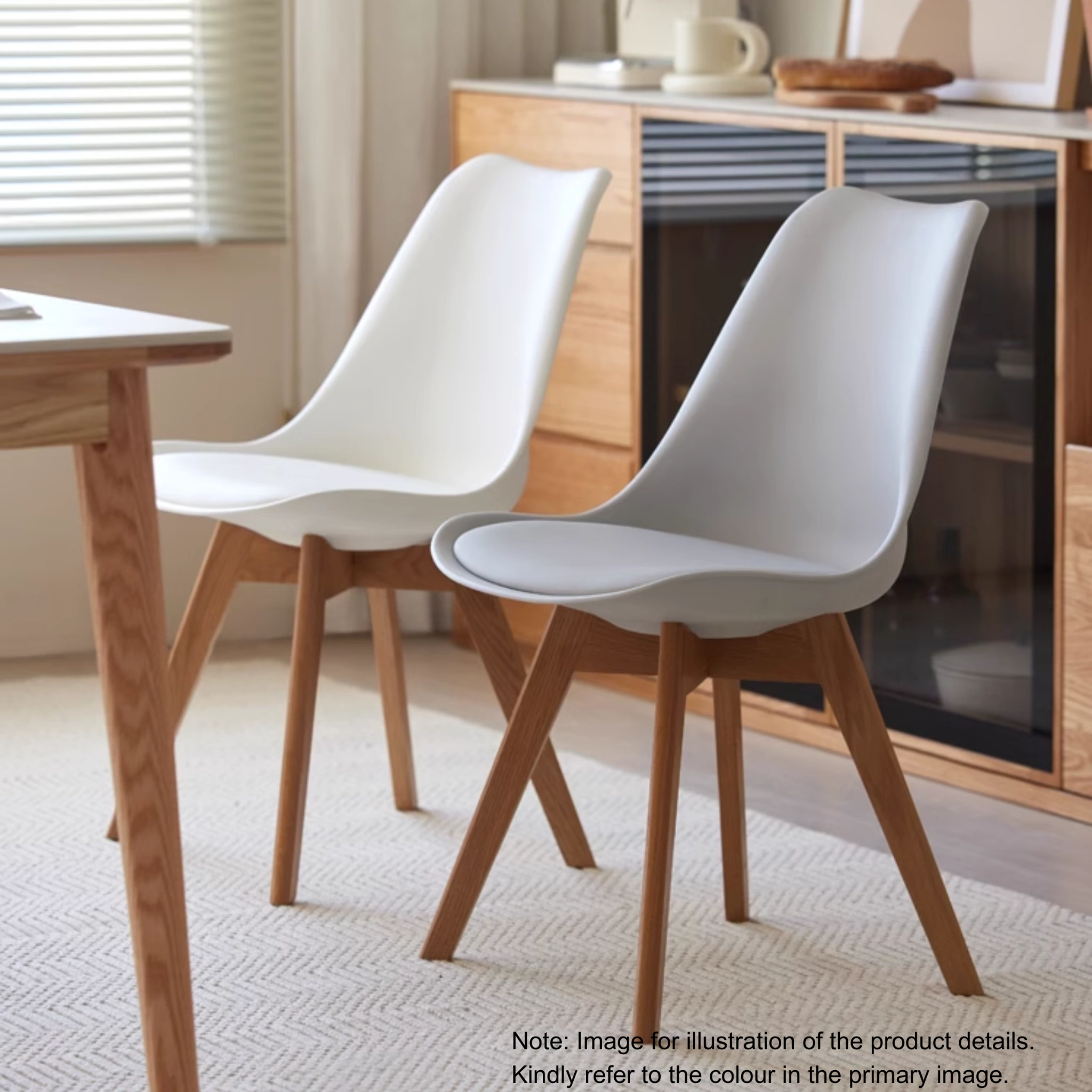 Solidwood Radiant Dining Chairs, Oak, Off-White, Set of 2