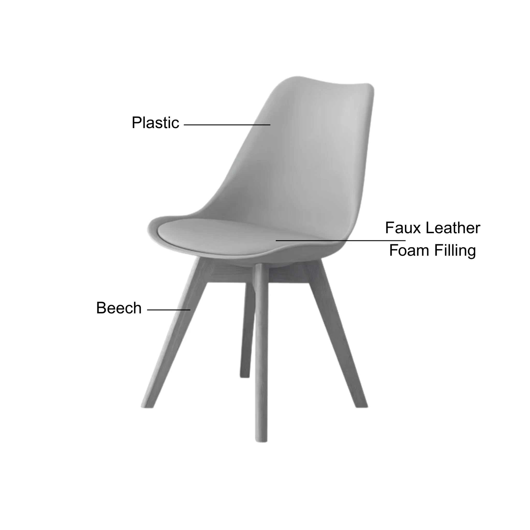 Solidwood Radiant Dining Chairs, Oak, Off-White, Set of 2