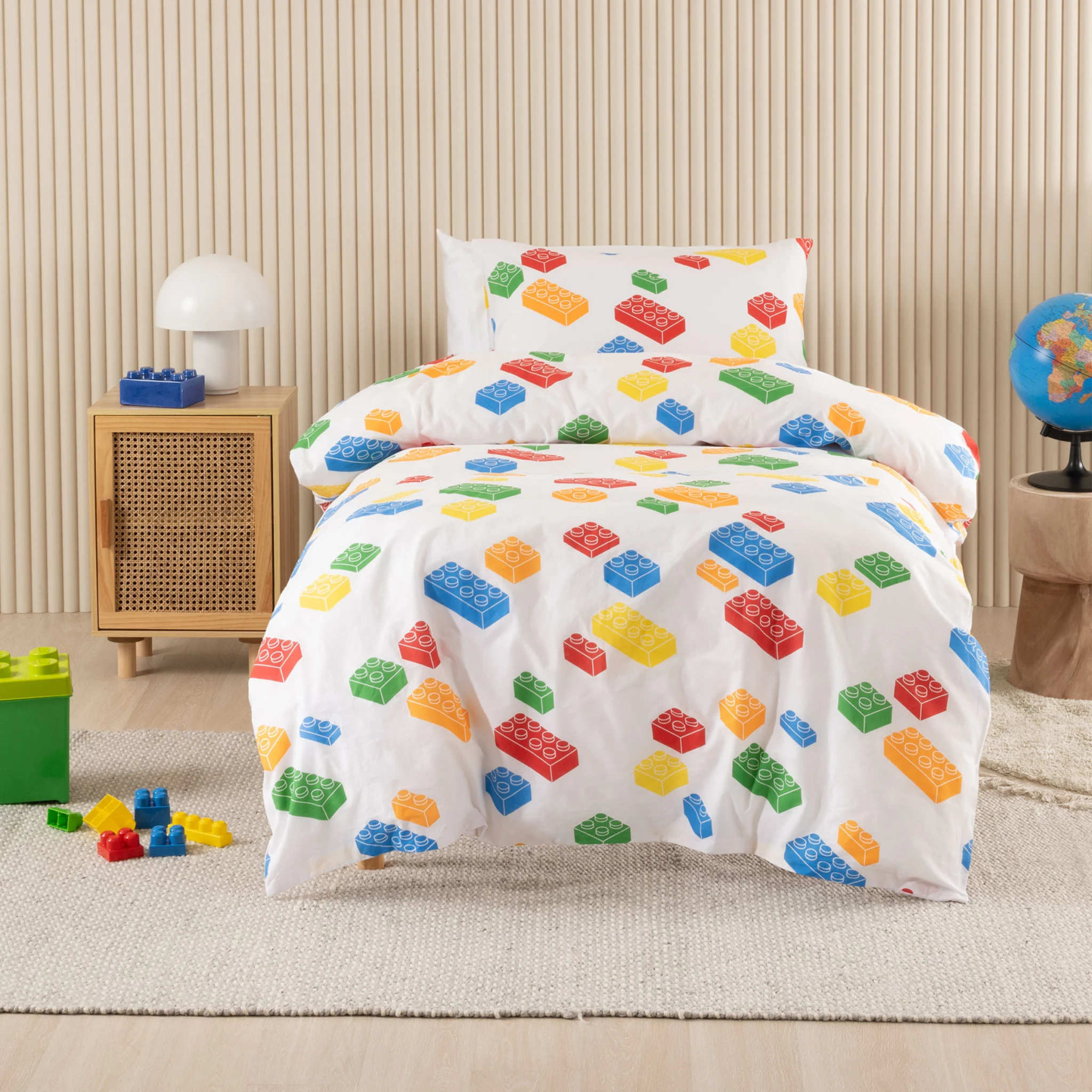 SQUIGGLES Block Party Duvet Cover Set, White, NZ Double
