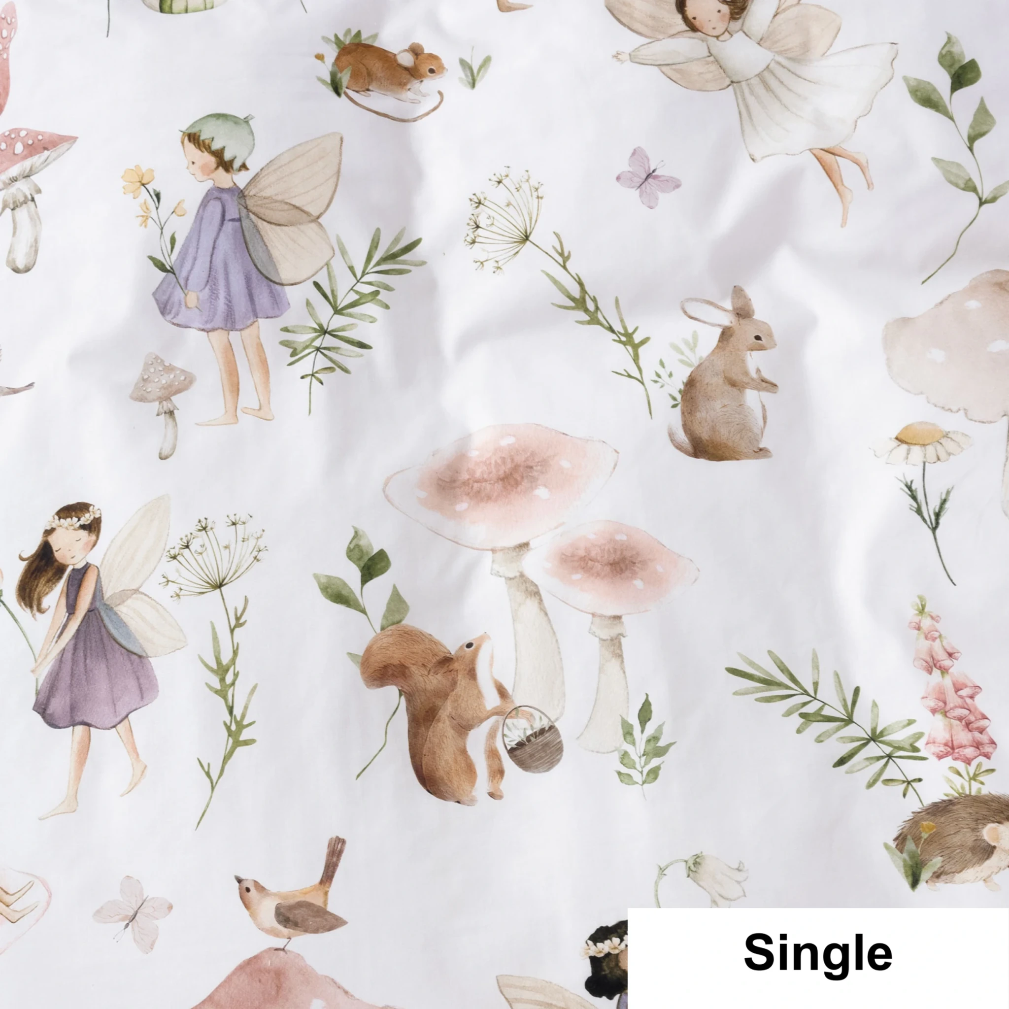 SQUIGGLES Fairy Grove Duvet Cover Set, Silver, NZ Single