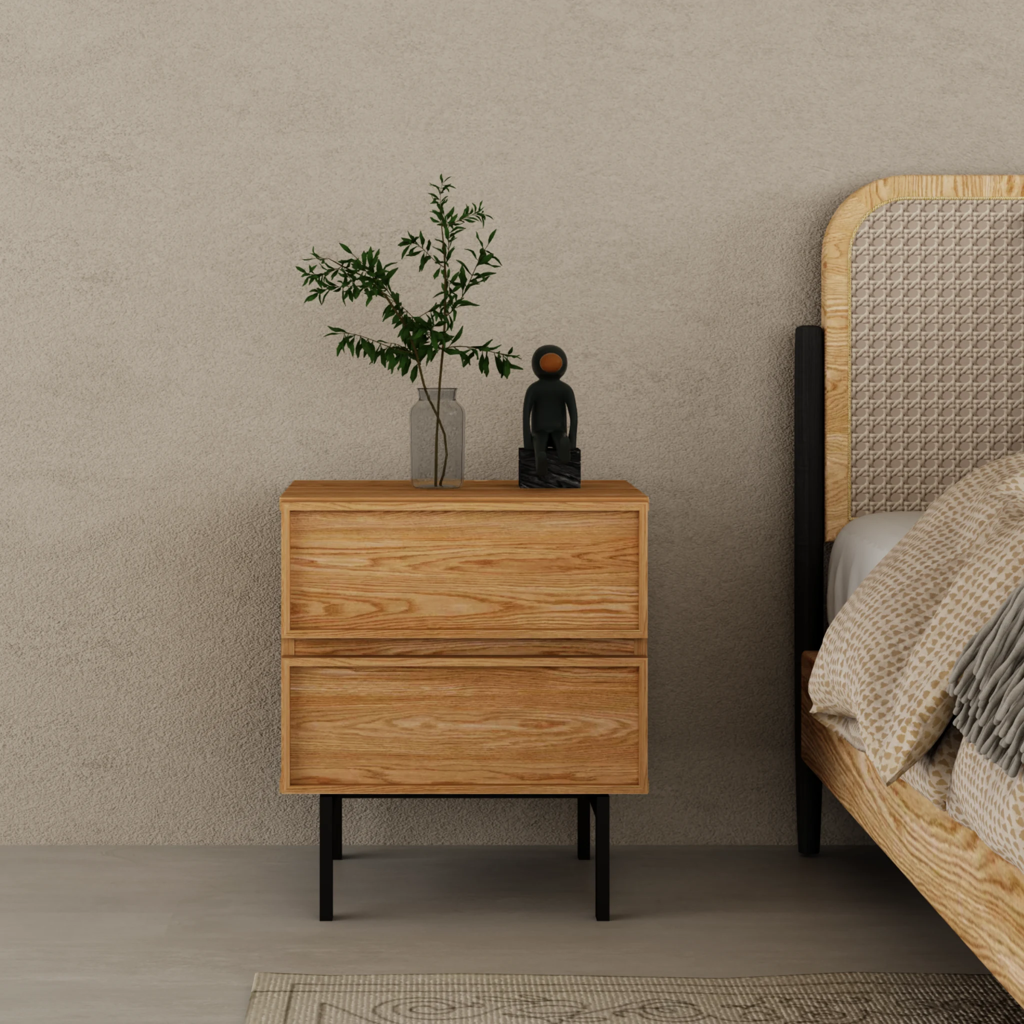 Loft Nora Bedside Table, Natural Wood