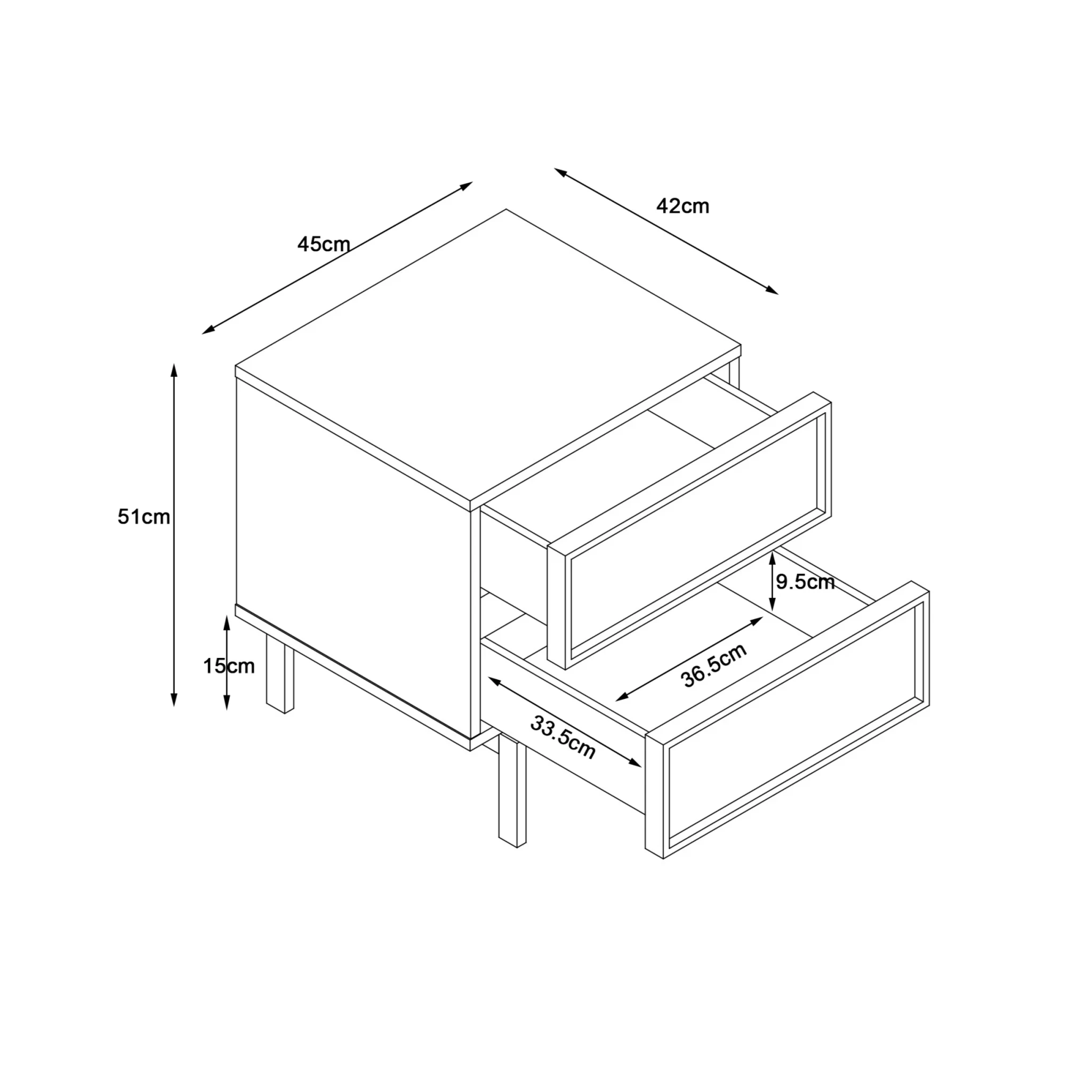 Loft Nora Bedside Table, Natural Wood