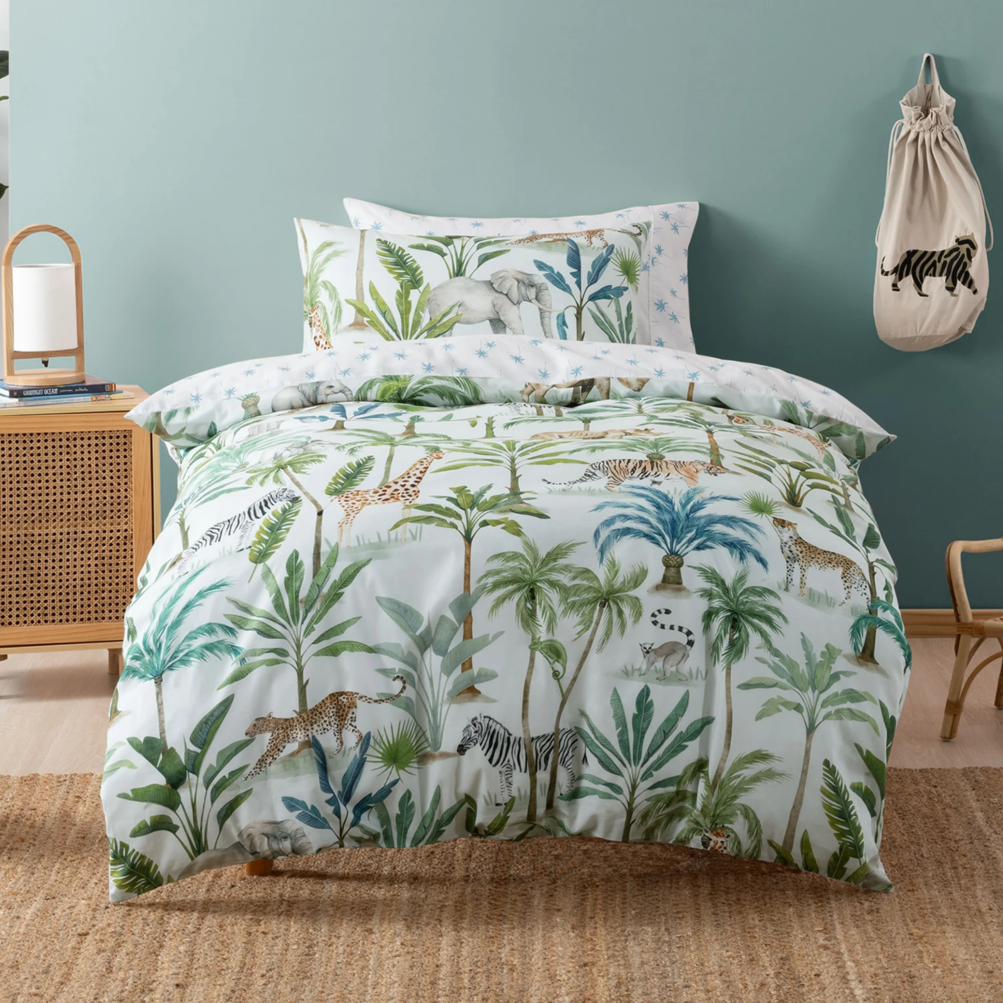SQUIGGLES Jungle Oasis Duvet Cover Set, Multi-Colour, NZ Double