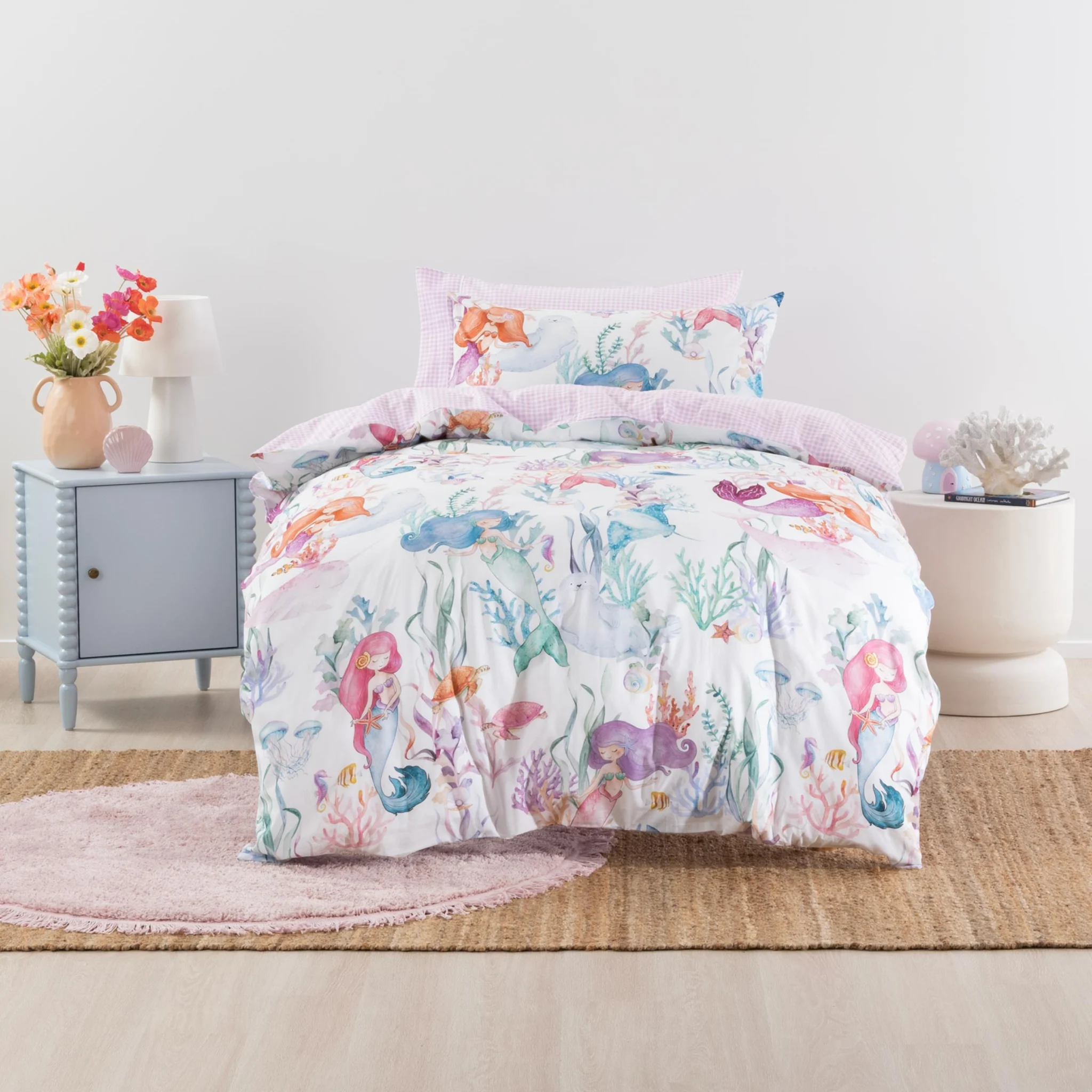 SQUIGGLES Mermaid Lagoon Duvet Cover Set, Multi-Colour, NZ Double