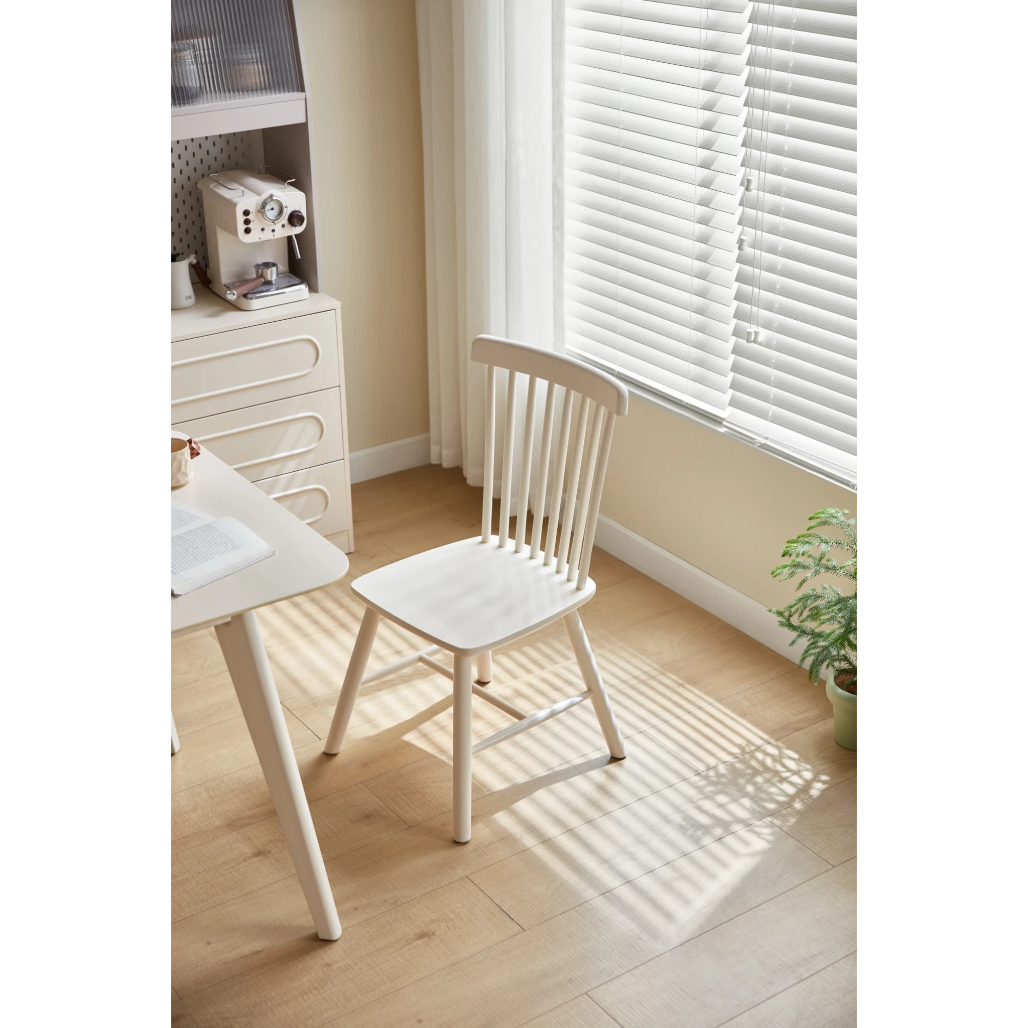 Linspire Ventus Solid Wood Dining Chairs, White, Set of 2