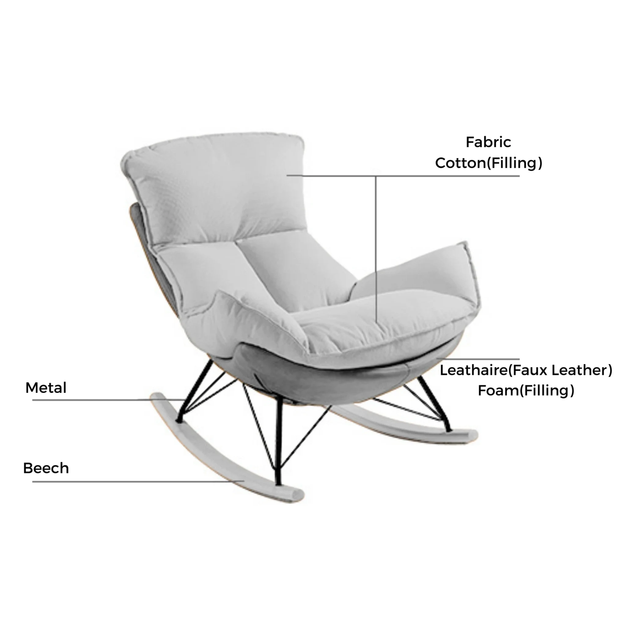 Linspire Ubel Rocking Chair, Green & Cool White